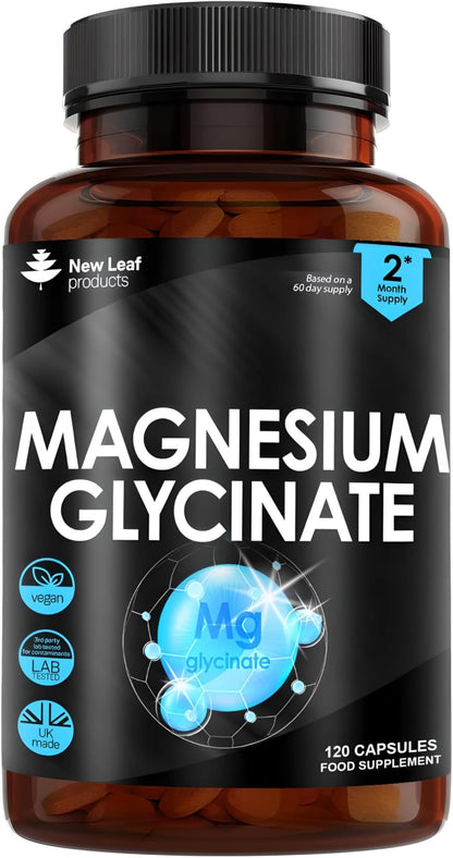 Magnesium Glycinate Supplements - 1040mg of Magnesium - 120 High Strength Capsules NEW LEAF PRODUCTSUS supplements