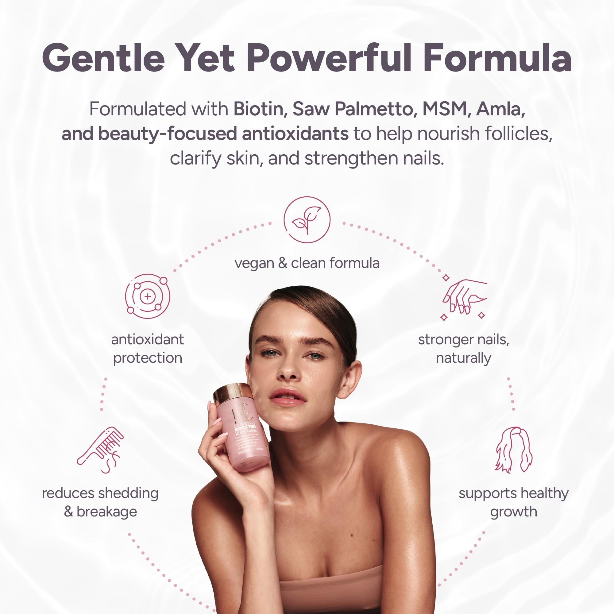 Halo Beauty Hair Skin & Nails Supplement | Thicker Hair Growth, Radiant Skin & Strong Nails Support with Biotin, Saw Palmetto & Phytoceramides | Vegan Capsules | Made in USA | 1-Month Supply Halo BeautyAu supplements