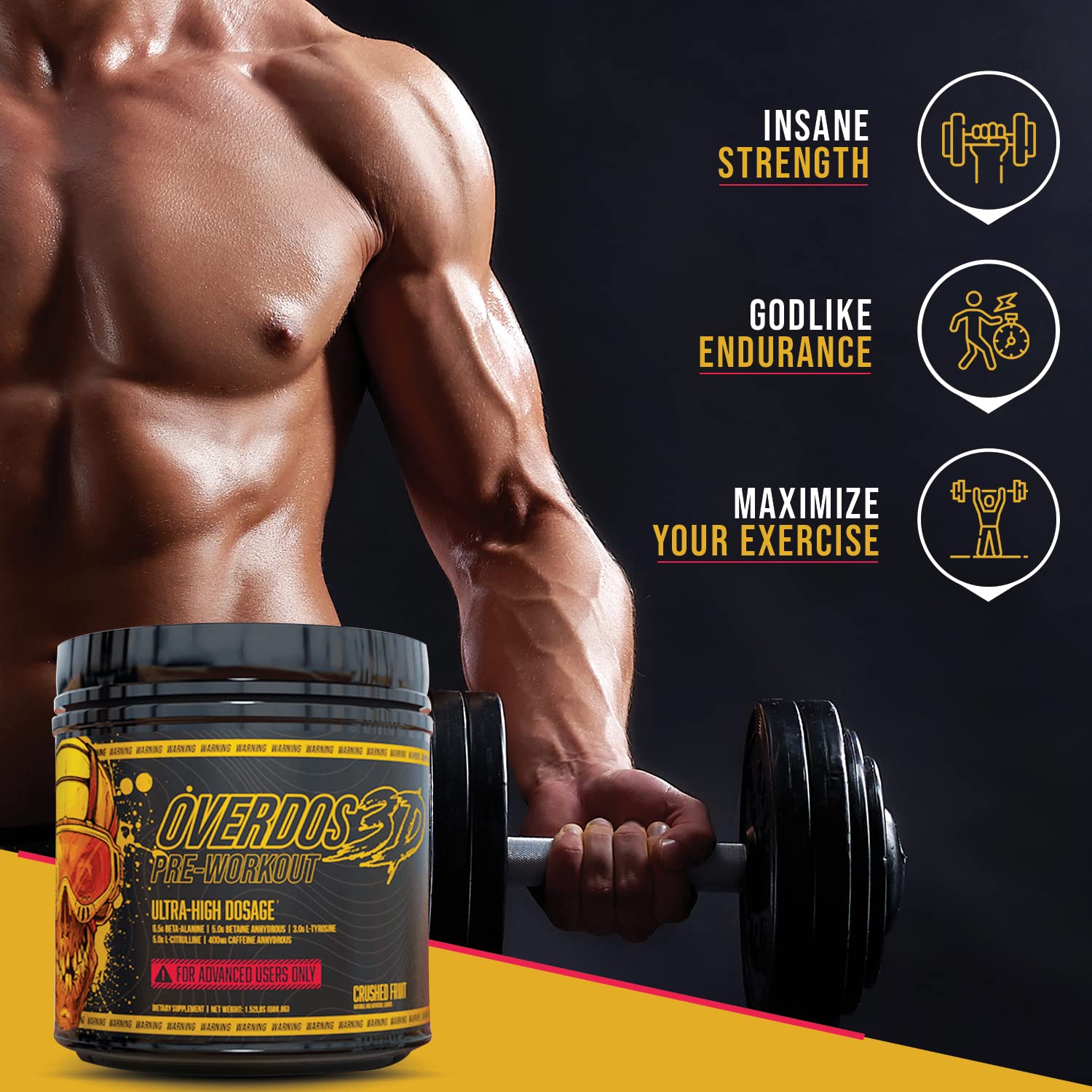 OVERDOS3D Pre-Workout Powder | Ultra-High Dosage | for Advanced Users ONLY Heath SecretAu supplements