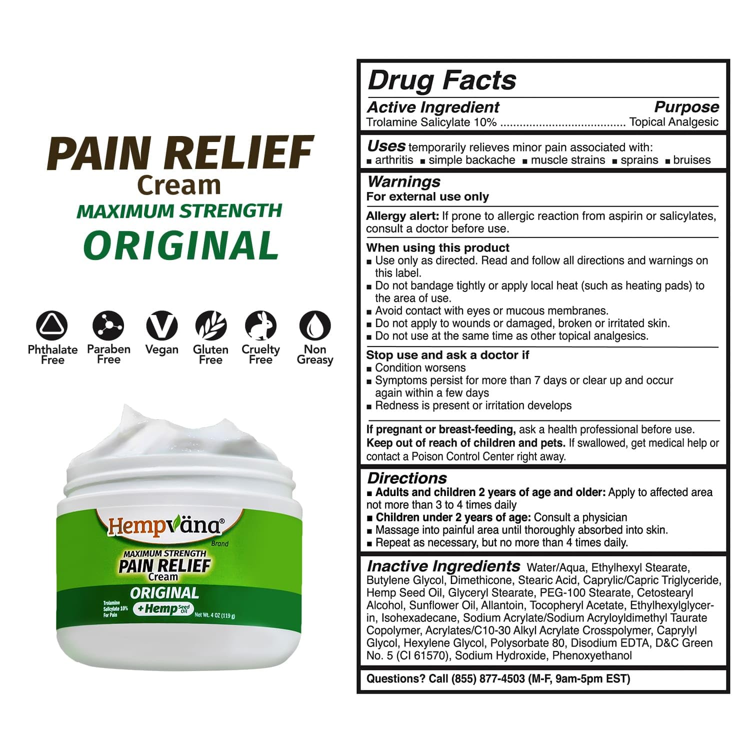 Hempvana Maximum Strength Relief Cream. Hemp Seed Oil for Muscles & Joints, AS SEEN ON TV, Odor-Free, Non-Greasy, Long-Lasting Relief HempvanaAu supplements