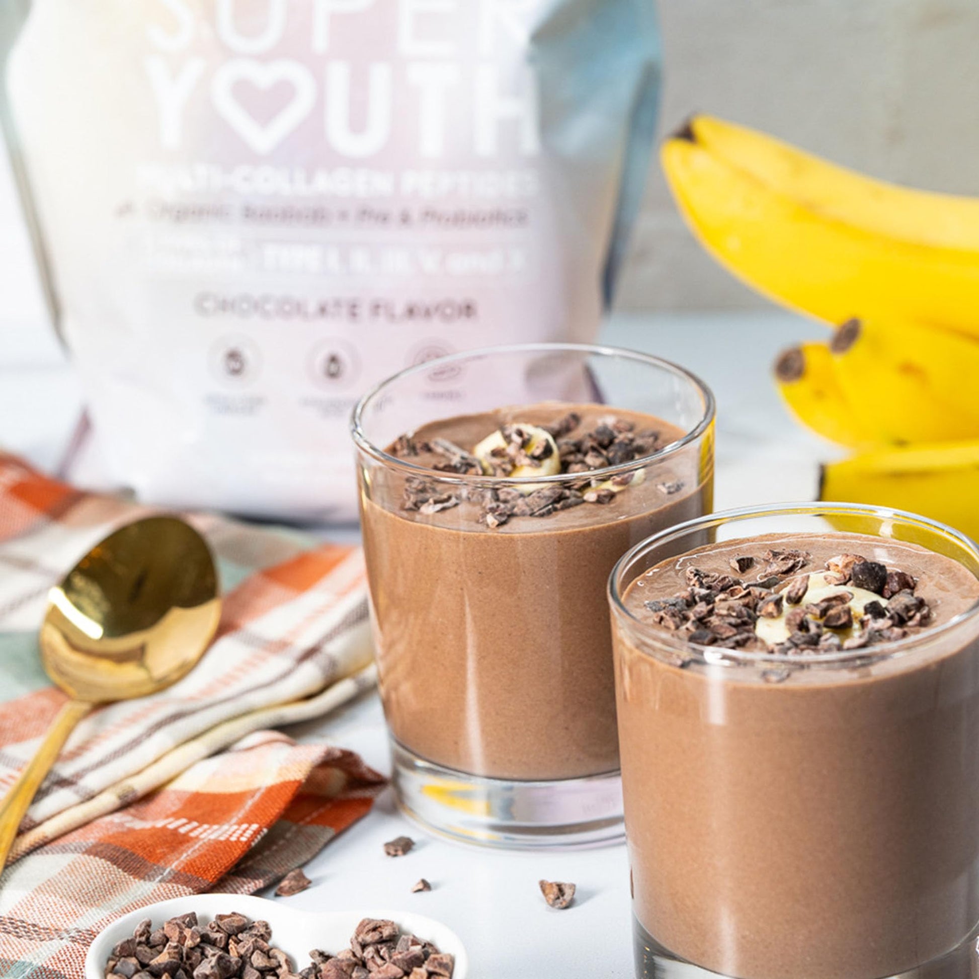 SkinnyFit Super Youth Chocolate Multi-Collagen Peptides + Probiotics, Baobab Fiber SkinnyFitUS supplements