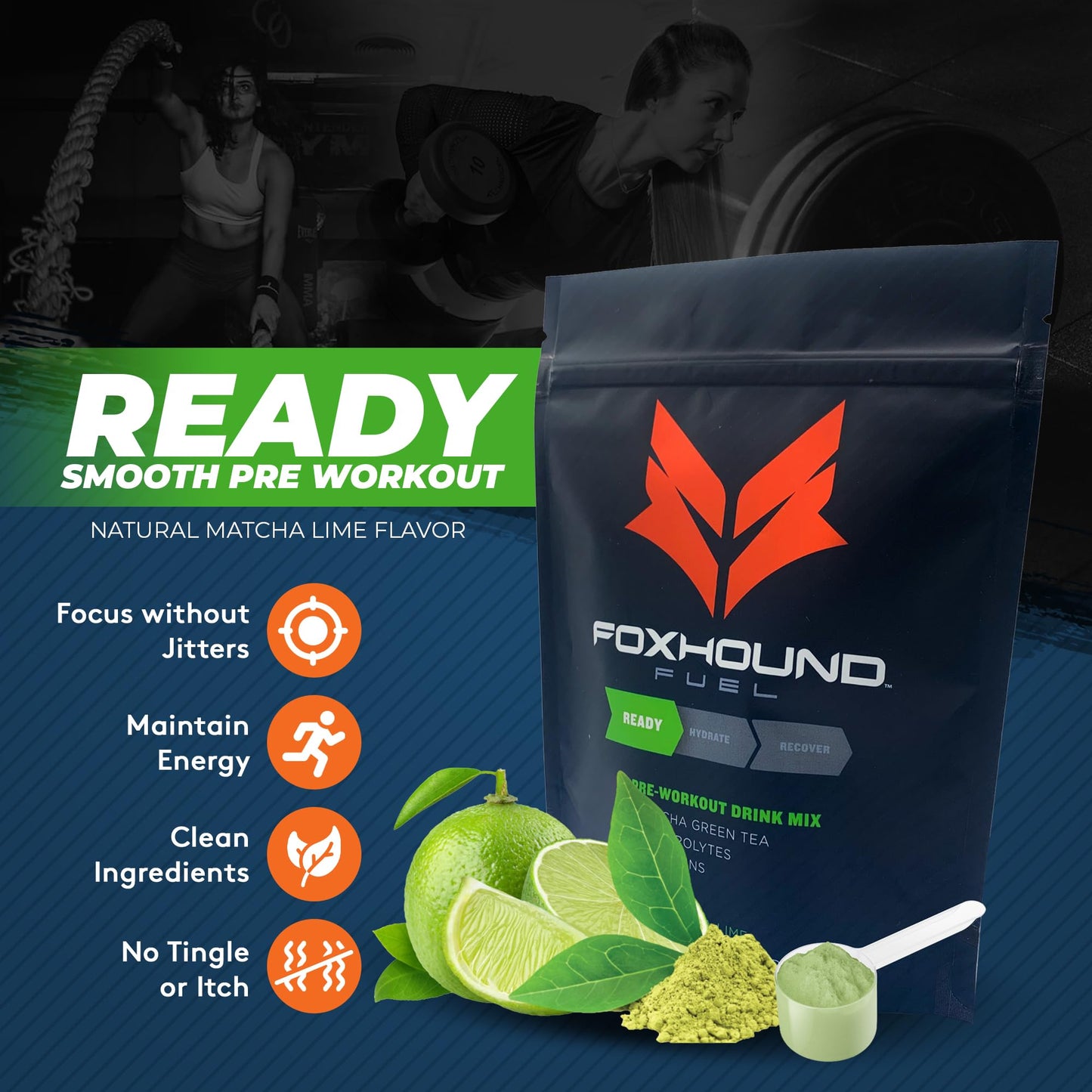 Foxhound Fuel Keto Pre Workout Powder Electrolytes Drink Mix, Sugar Free Preworkout Foxhound FuelUS supplements