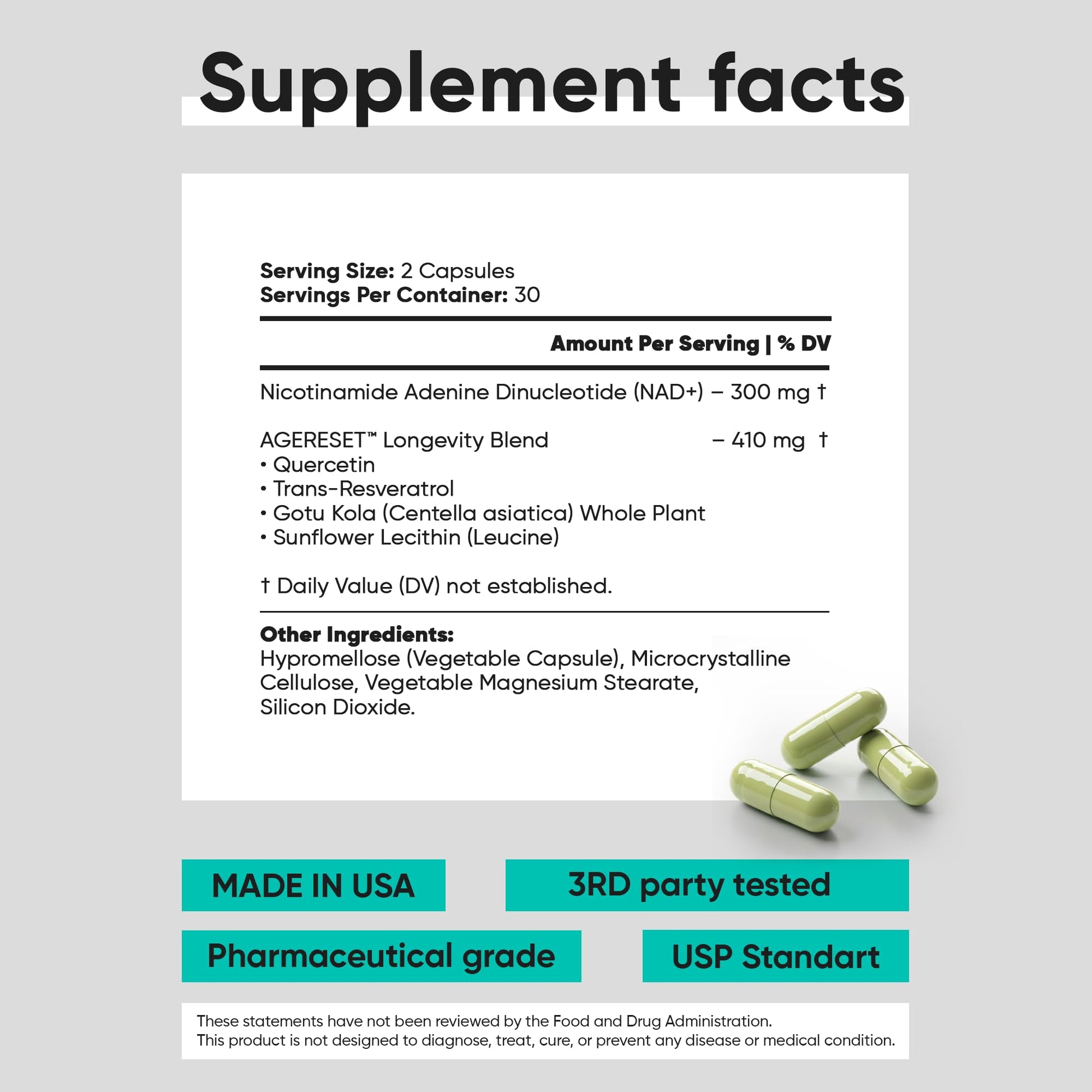 JoysLife AGERESET NAD Supplement NMN Alternative Liposomal + Gotu Kola for Women & Men w/Resveratrol, Quercetin, Gotu Kola JoysLifeAu supplements