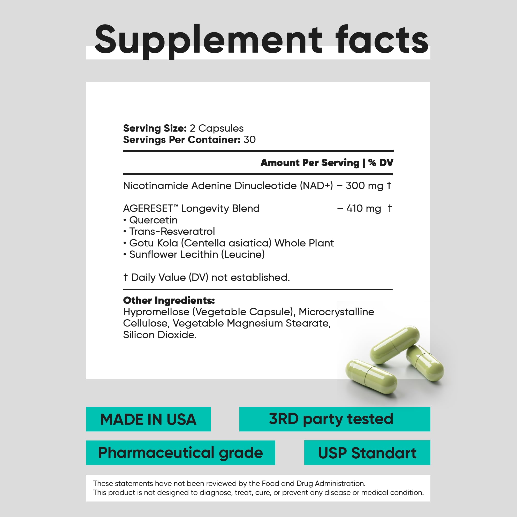 JoysLife AGERESET NAD Supplement NMN Alternative Liposomal + Gotu Kola for Women & Men w/Resveratrol, Quercetin, Gotu Kola JoysLifeAu supplements