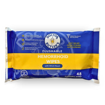 Doctor Butler's Flushable Hemorrhoid Wipes – Flushable Wipes with Witch Hazel to Soothe and Bring Relief from Discomfort Associated with Hemorrhoids (48 Wipes) Doctor Butler'sAu supplements