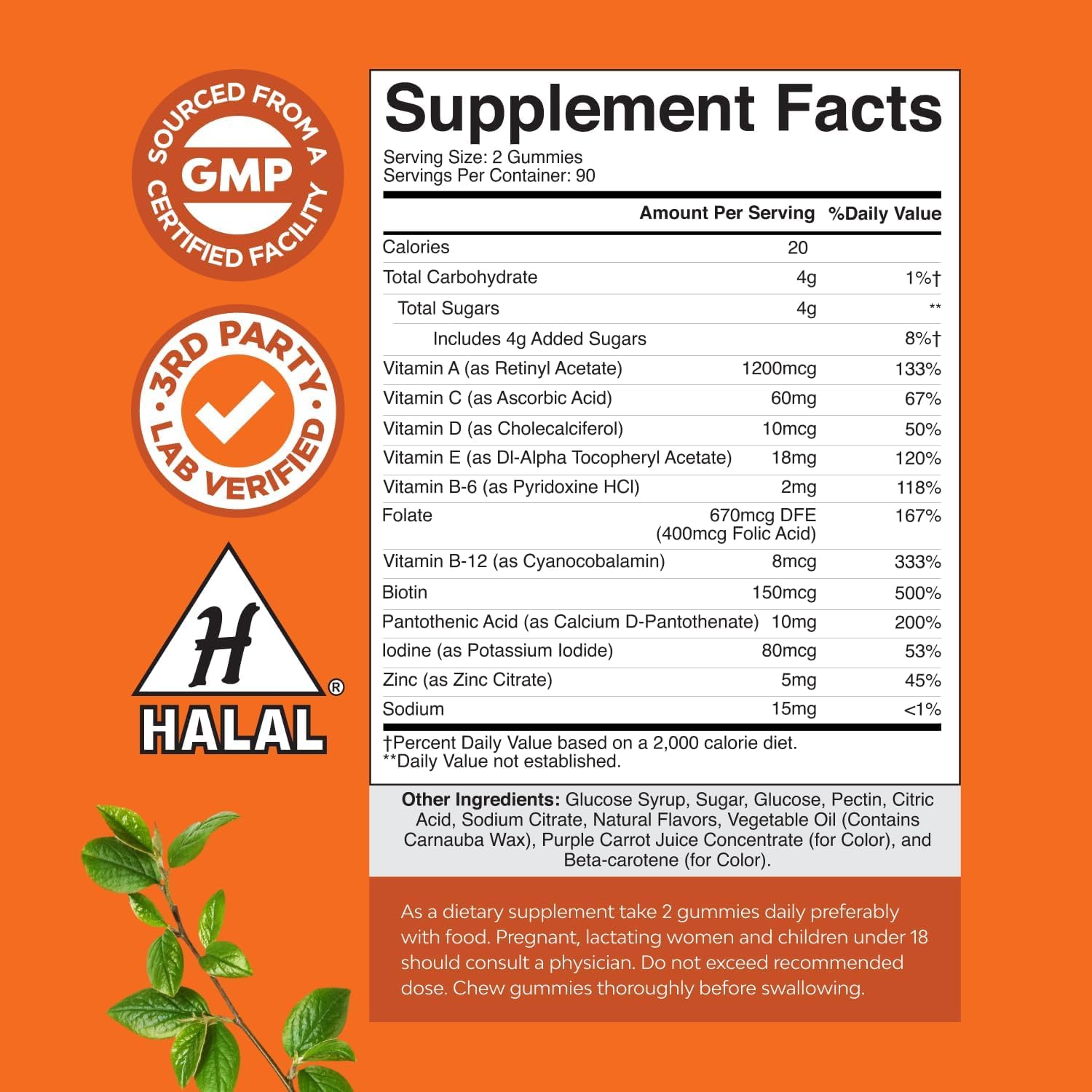 Potent Daily Multivitamin Gummies for Adults - Wellness Blend of Vitamin D A C E B12 Zinc and Biotin - Adult Vitamin Gummy for Energy and Immune Health Natures CraftAu supplements