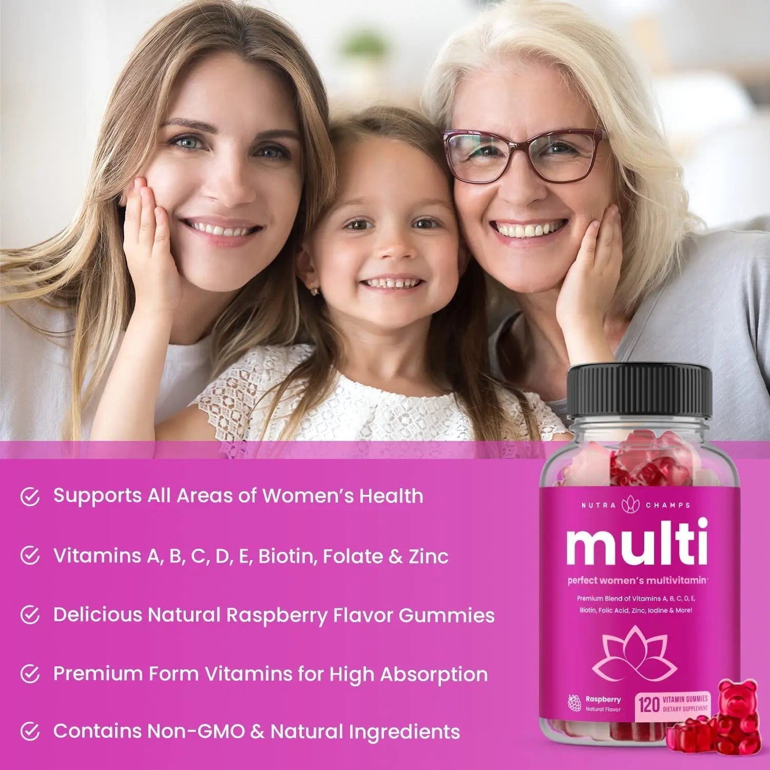 NutraChamps Biotin Gummies (2 Pack) and Womens Multivitamin Gummies (2 Pack) 4 Pack Bundle NutraChampsAu supplements