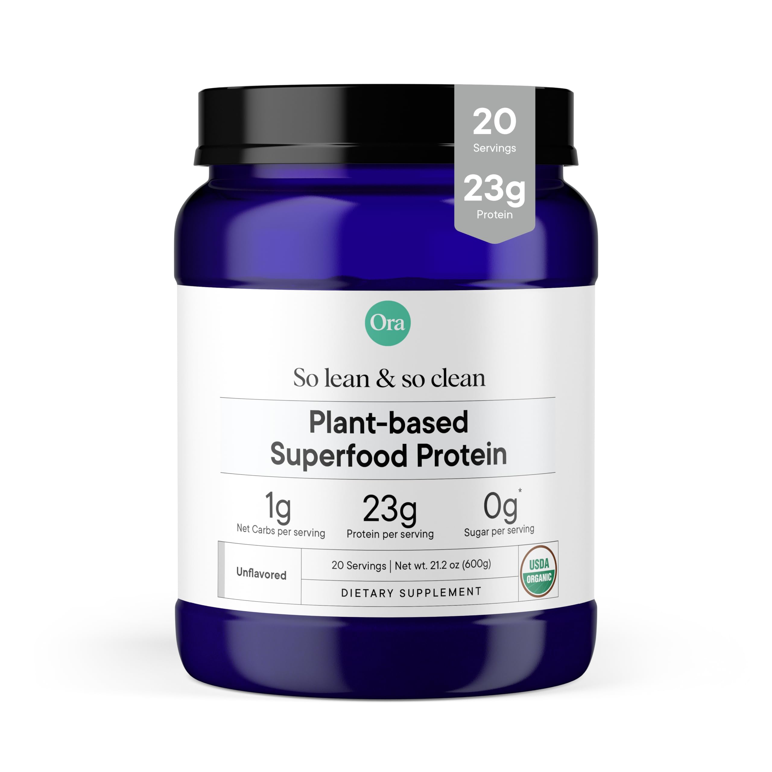 Ora Organic Vegan Protein Powder - 23g Plant Based Pea Protein Unflavored Ora OrganicUS supplements