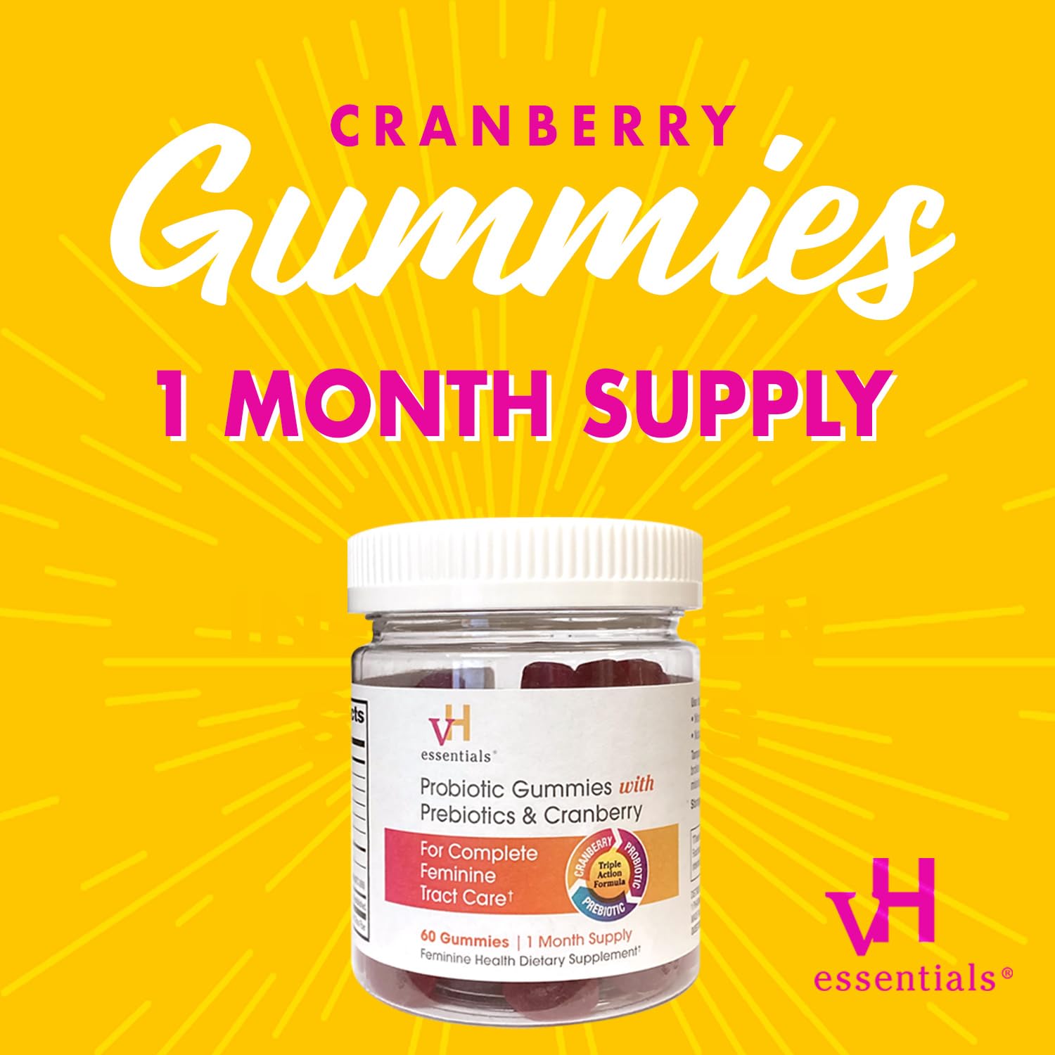 vH essentials Probiotic Gummies with Prebiotics & Cranberry, Concentrated Extract vH essentialsAu supplements