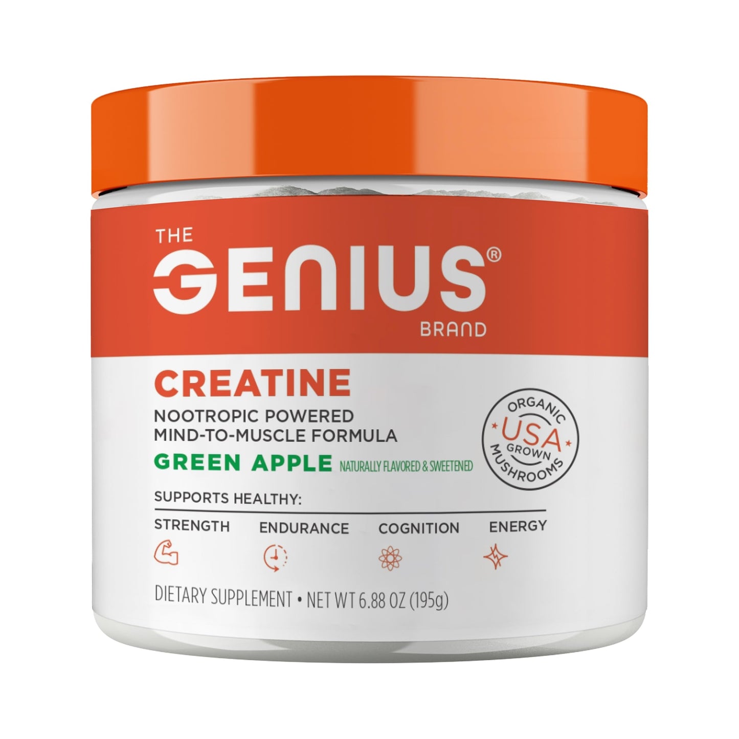 Genius Micronized Creatine Monohydrate Powder, Post Workout Supplement, Green Apple - 100% Naturally Flavored & Sweetened - Supports Muscle Building, Cellular Energy & Cognitive Function – 195g The Genius BrandUS supplements