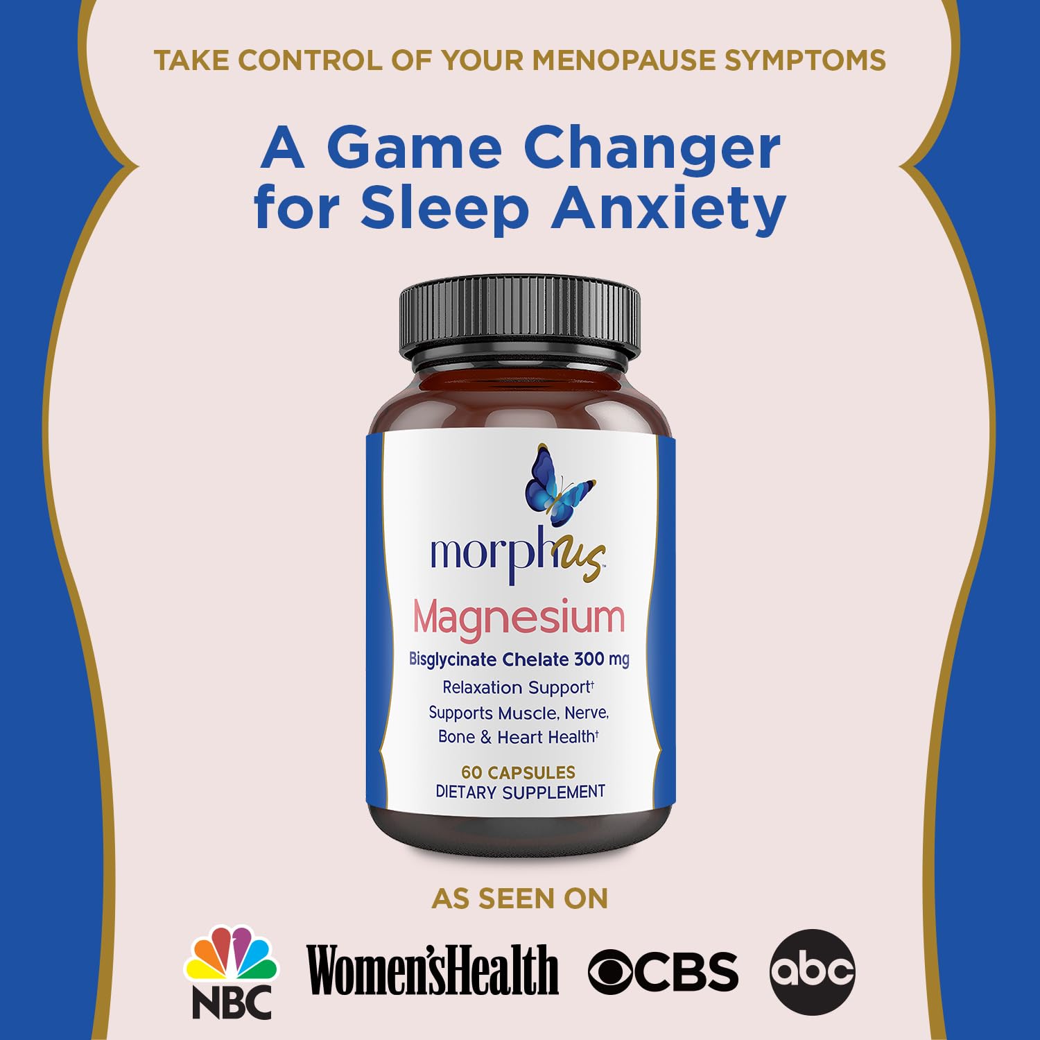 Morphus Magnesium Bisglycinate Chelate 300mg Supplement | 60 Capsules | Helps Women with Perimenopause & Menopause Symptoms | Restful Sleep, De-Stress, Relaxes Muscles & Nerves | Fast Absorption MORPHUSAu supplements
