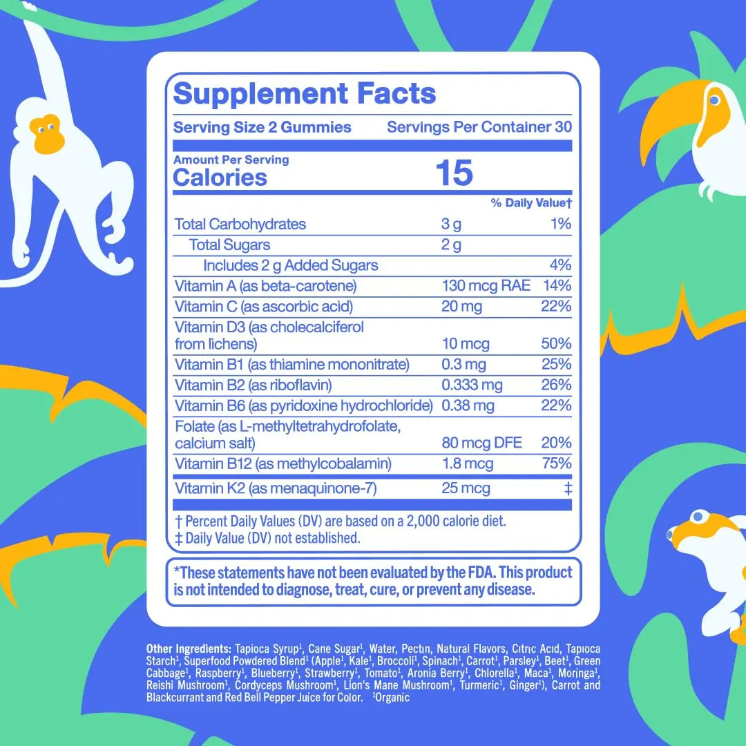 First Day Kids Multivitamin Gummies Age 4+, Strawberry & Orange - Kids Vitamins Multivitamin Gummy A C D3 K2 B1 B2 B6 B12 Folate, Immunity & Brain Function FIRST DAYAu supplements