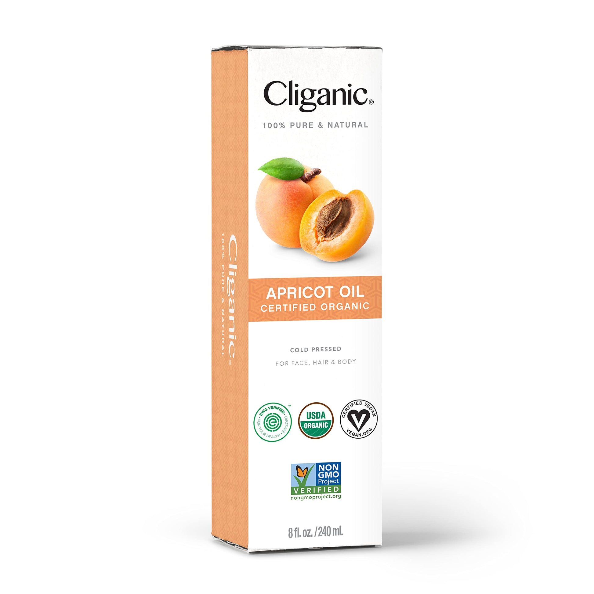 Cliganic Organic Apricot Oil, 100% Pure (8oz) - For Skin, Hair & Face | Natural Cold Pressed Unrefined CliganicAu supplements
