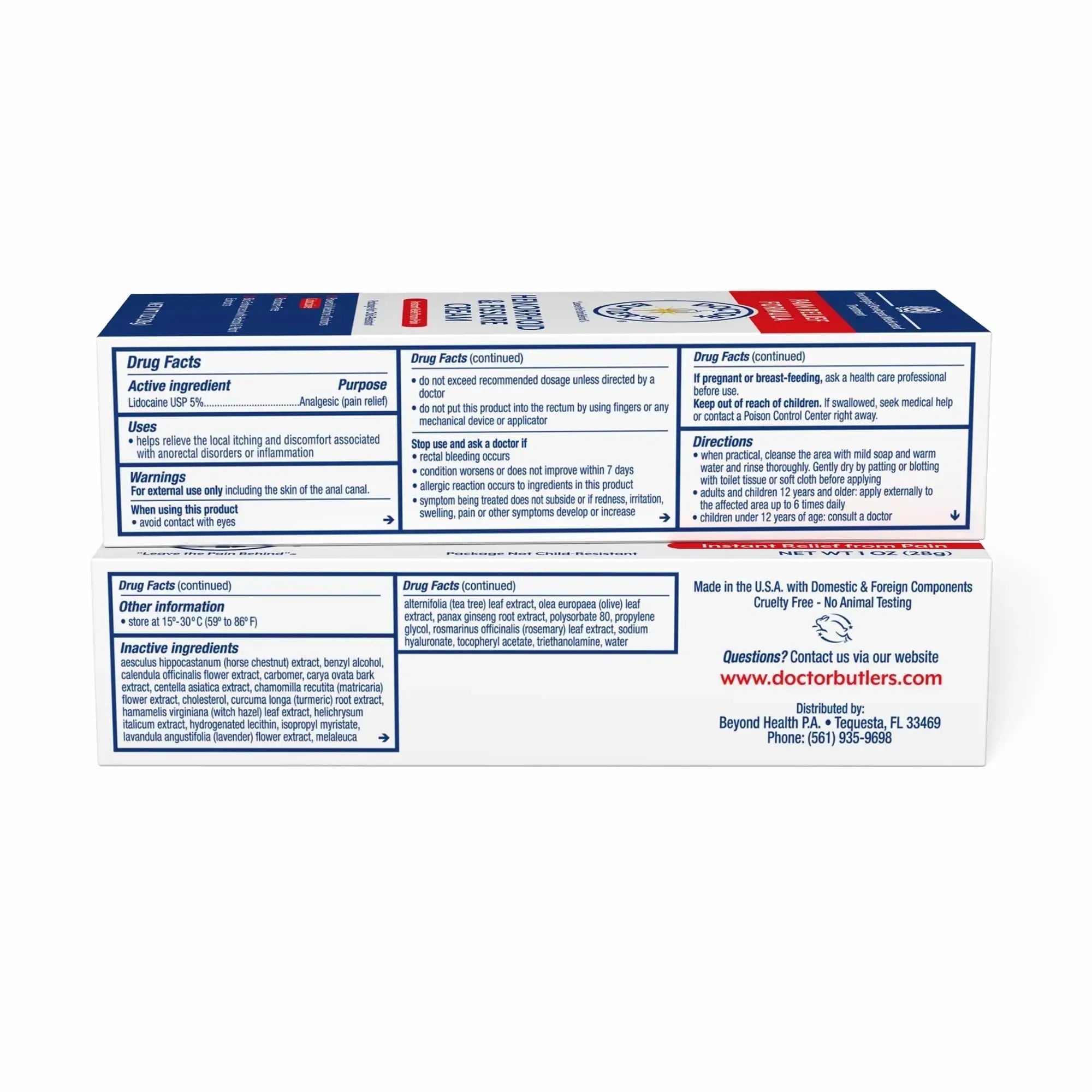 Doctor Butler's Hemorrhoid & Fissure Cream – Instant Pain Relief Hemorrhoid Treatment with Lidocaine, Fast Acting Hemorrhoid Cream for Relief from External Itching and Burning (1 oz.) Doctor Butler'sAu supplements