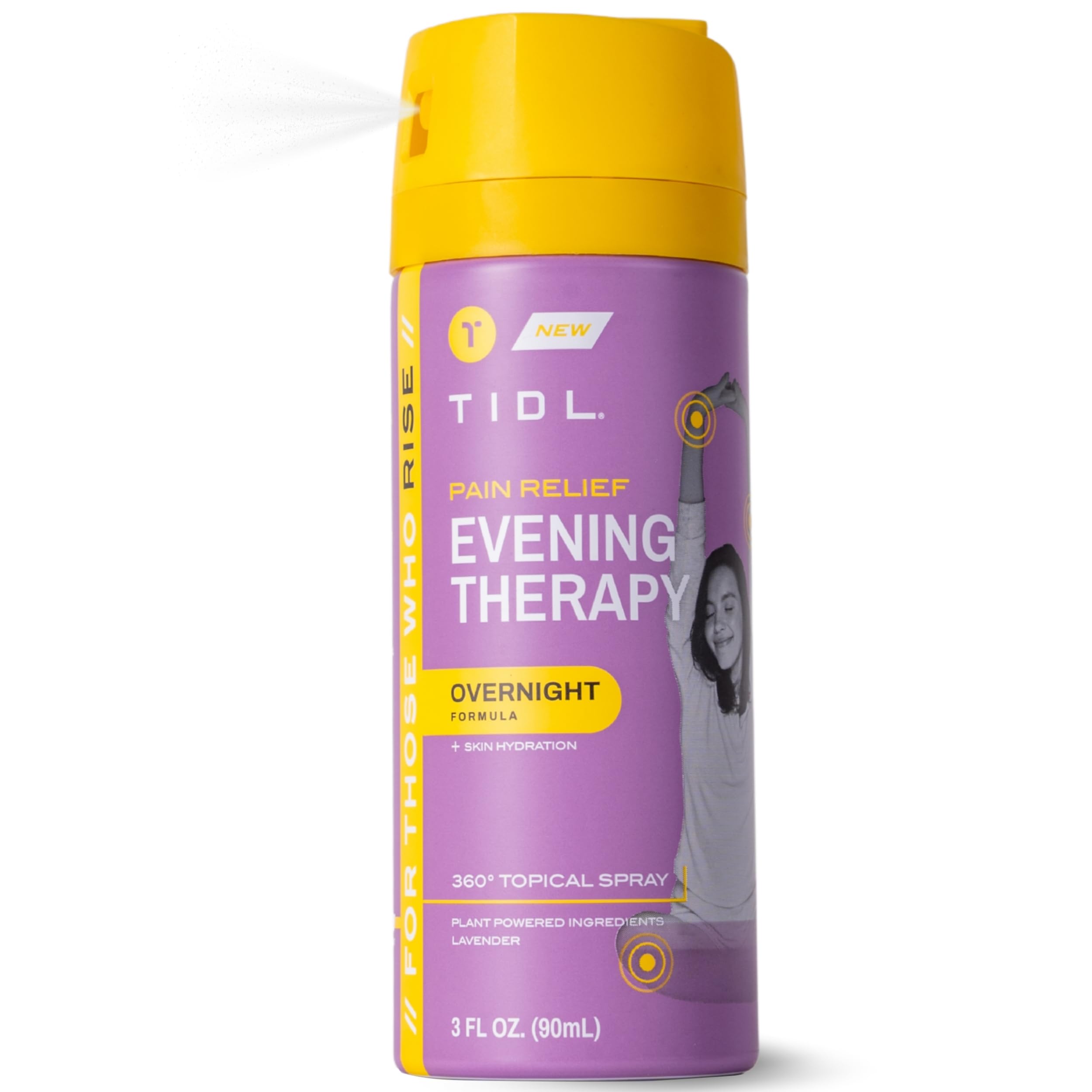 TIDL - Evening Therapy Pain Relief Spray - Fast-Acting Relief for Lower Back, Knee, Muscle & Joint Pain - Nighttime Relaxation & Skin Hydration - Lavender, Topical, Plant-Based Menthol (3oz, 1-Pack) TIDLAu supplements