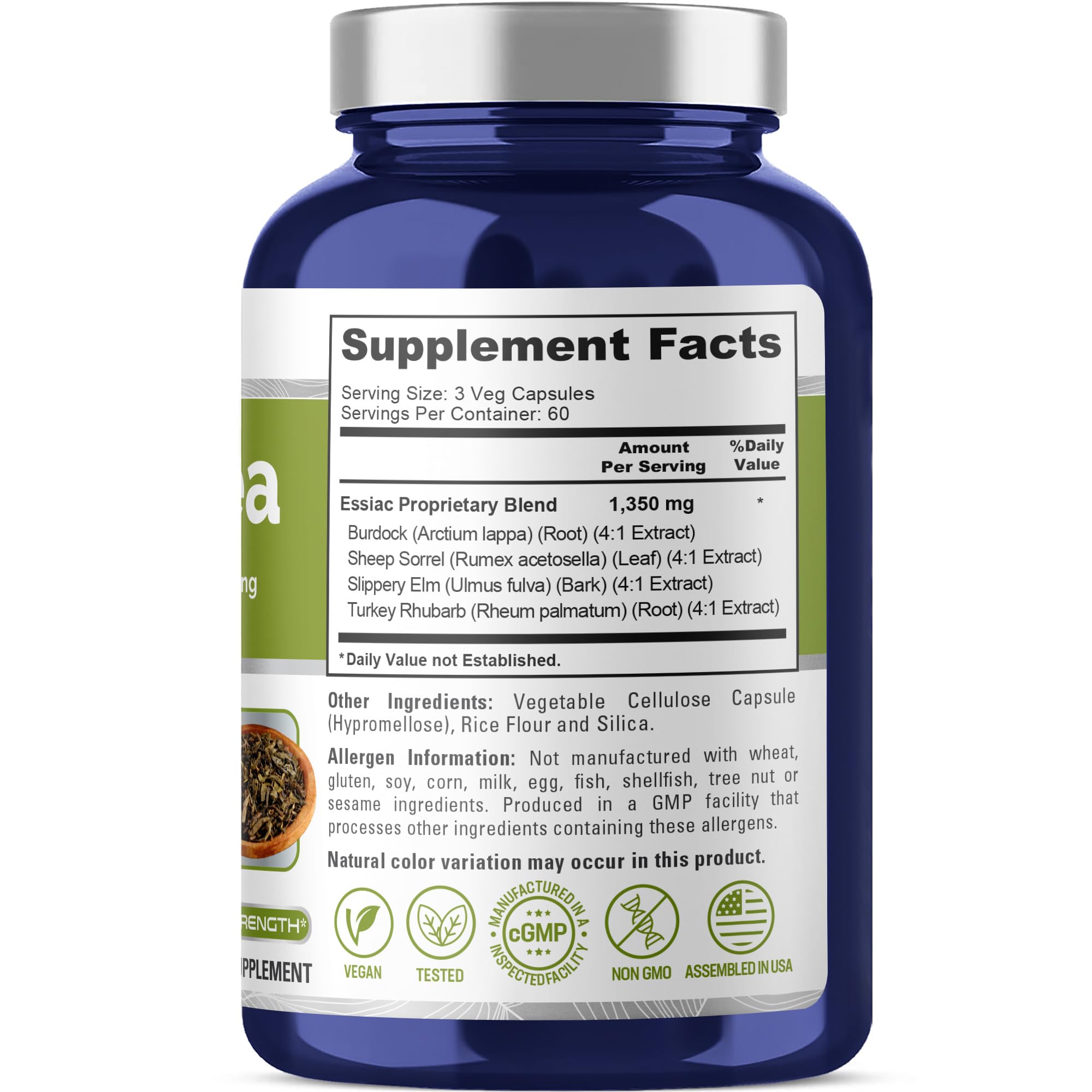 NusaPure Essiac Tea 1350 mg 180 Veggie Caps (Vegetarian, Non-GMO) NusaPureAu supplements