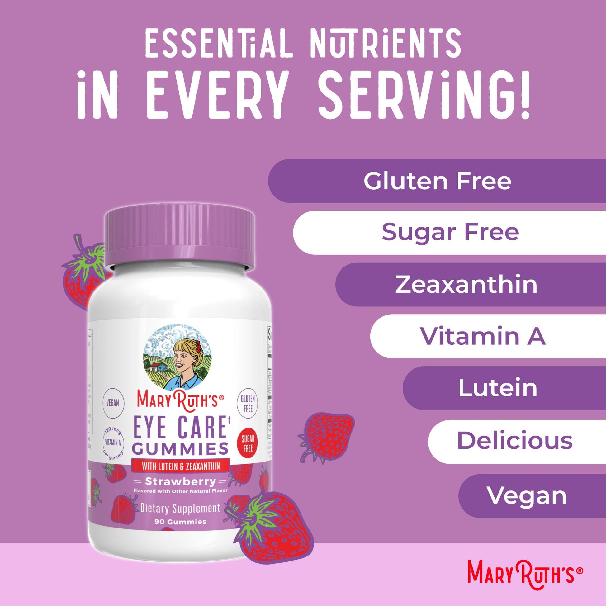 MaryRuth Organics Eye Care Gummies | Eye Health Vitamins for Adults and Kids | Lutein and Zeaxanthin Supplements | for Eyes | Vegan | Non-GMO | Gluten Free | 90 Count MARYRUTH'SUS supplements