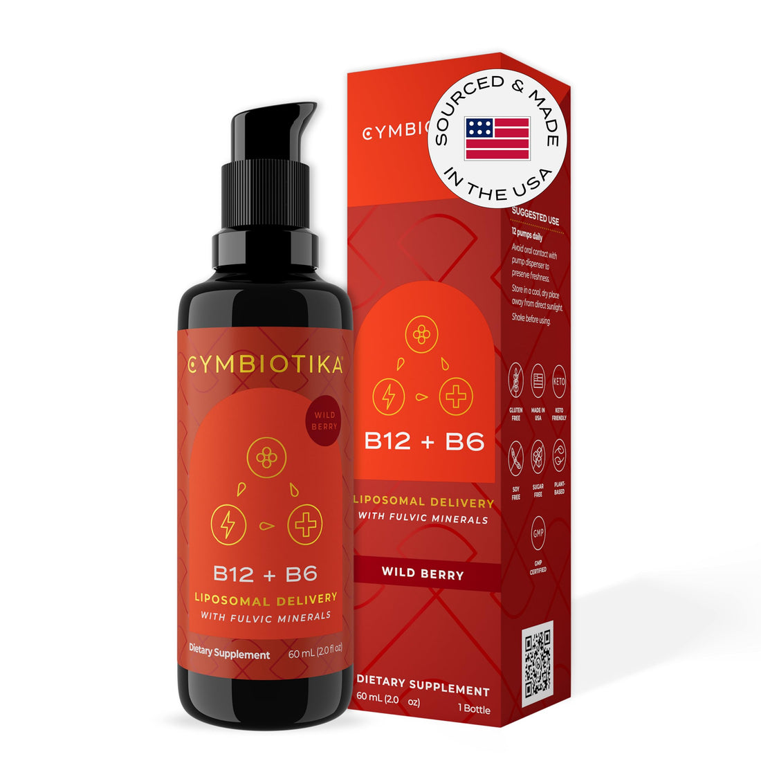 CYMBIOTIKA Liposomal Vitamin B12 Liquid Supplement, 1250 mcg, Supports Energy, Cell Production, Helps Strengthen Hair, Skin & Nails, Non-GMO, Gluten Free CYMBIOTIKAUS supplements