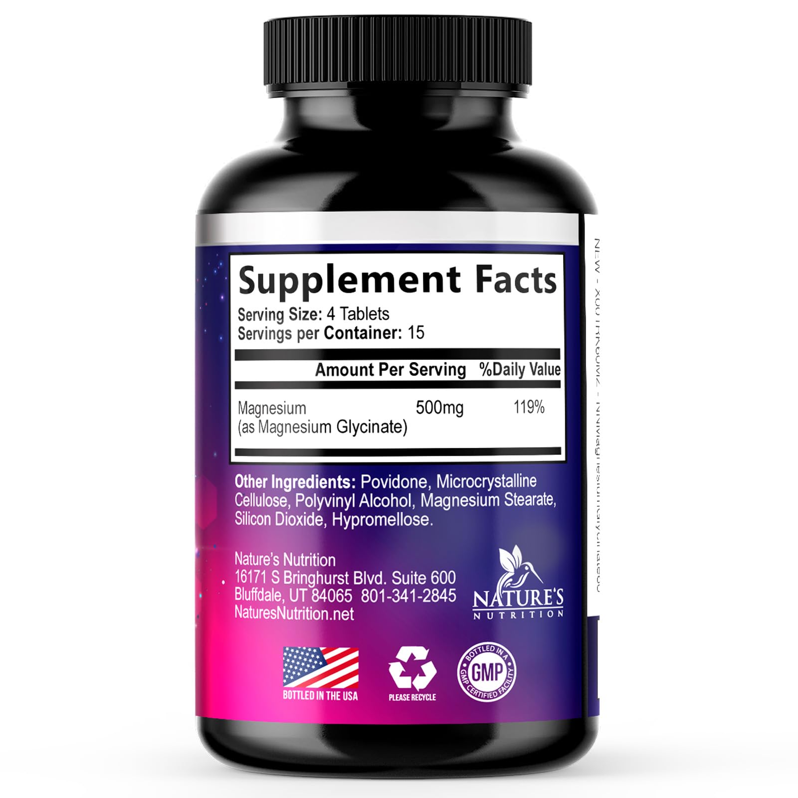 Magnesium Glycinate Supplement - 500mg Magnesium Per Serving - 100% Chelated & Purified - Supports Sleep, Heart Health, & Muscle Strength - Best Absorption Magnesium, Bottled in USA - 60 Tablets Nature's NutritionAu supplements