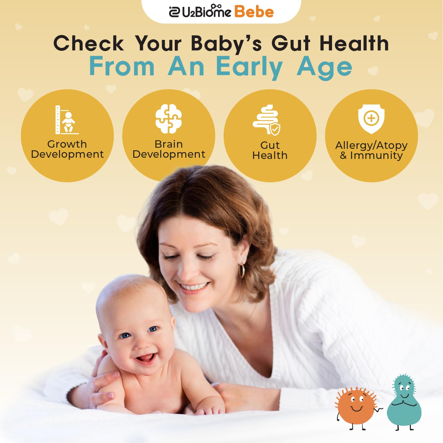 U2Biome Bebe Baby Gut Microbiome Test Kit, at-Home Collection Kit, Health Indicators for Growth & Development & Allergy, Personalized Report & Probiotics Recommendations, from 0 to 60 Months U2Biome BebeAu supplements