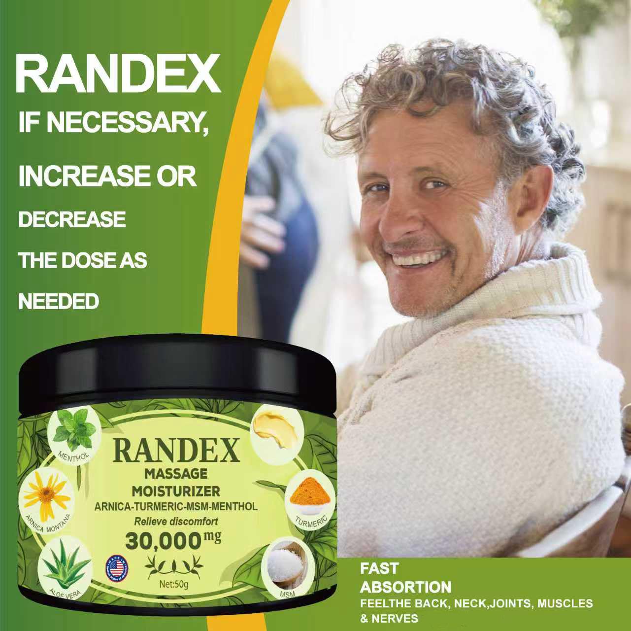 RANDEX 30000MG Organic Massage Moisturizer - Muscles,Joints,Knees, Shoulders,Body, Extra Strength- Natural RANDEXAu supplements