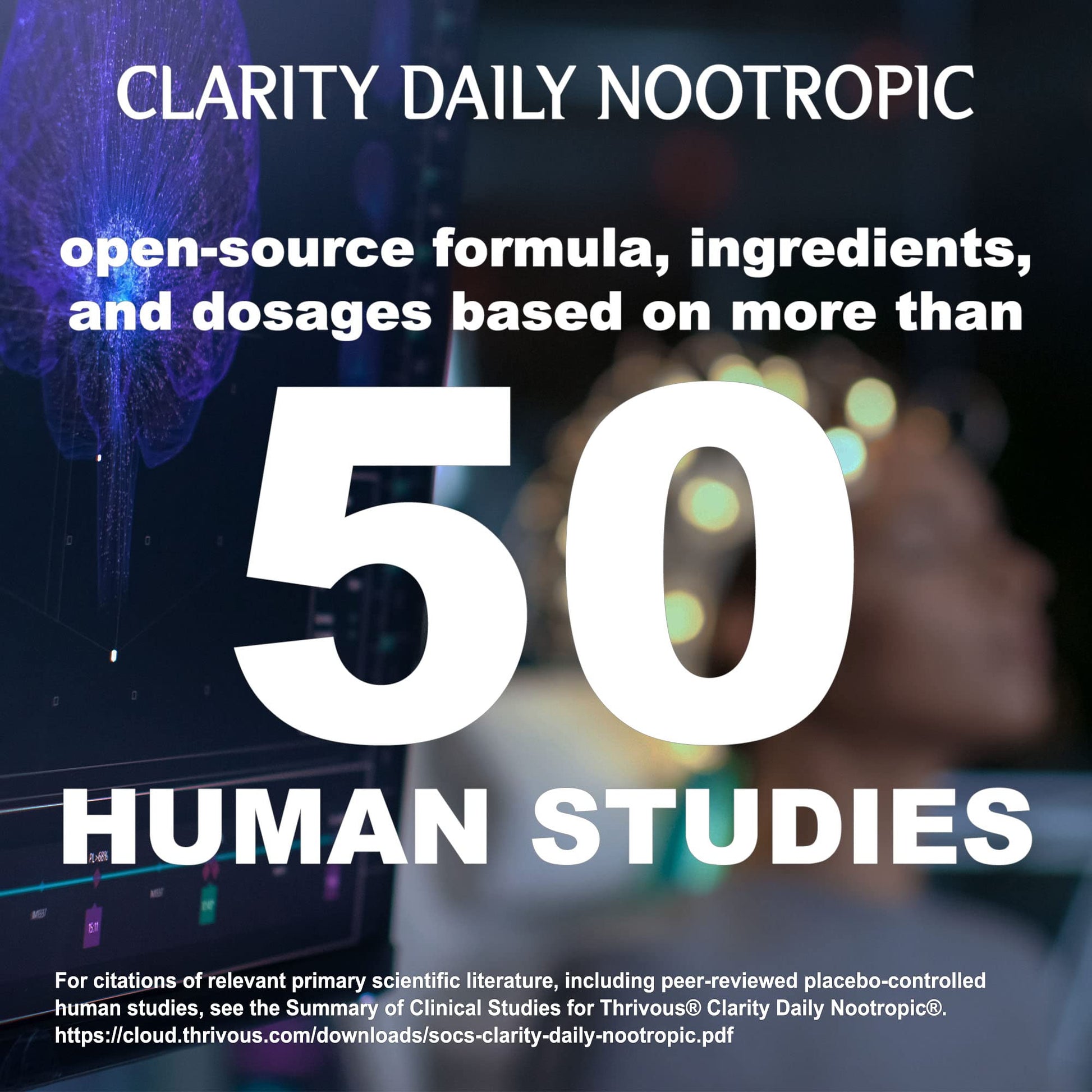 Thrivous Clarity Daily Nootropic – Cognitive Support & Mood Formula with Bacopa (Synapsa®), L-Theanine, Rhodiola Rosea, Vitamin B Complex & Zinc Picolinate – 60 Vegan Capsules ThrivousAu supplements