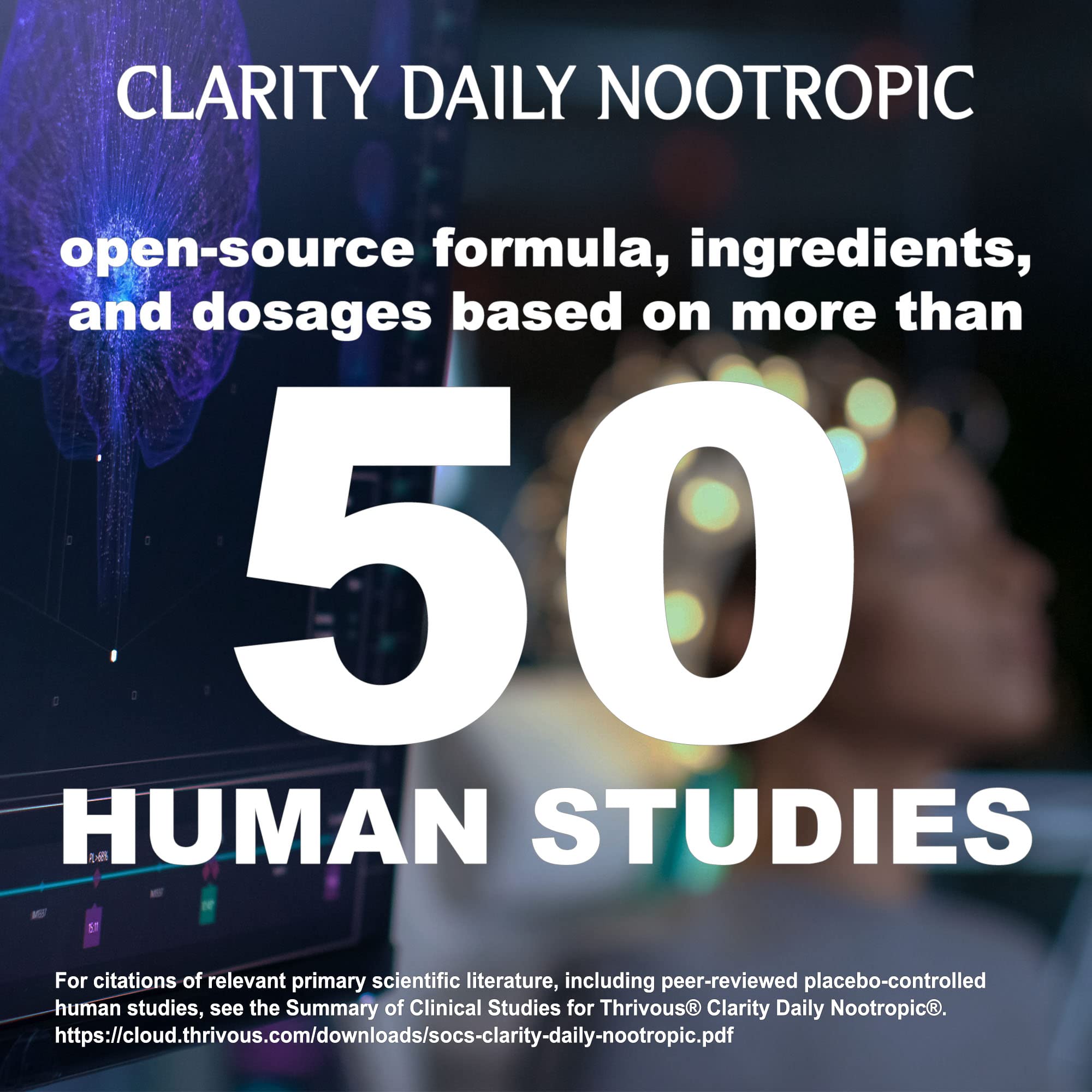 Thrivous Clarity Daily Nootropic – Cognitive Support & Mood Formula with Bacopa (Synapsa®), L-Theanine, Rhodiola Rosea, Vitamin B Complex & Zinc Picolinate – 60 Vegan Capsules ThrivousAu supplements