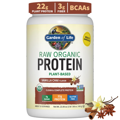 Garden of Life, Organic Vegan Vanilla Chai Protein Powder -22g Complete Plant Based Raw Garden of LifeUS supplements
