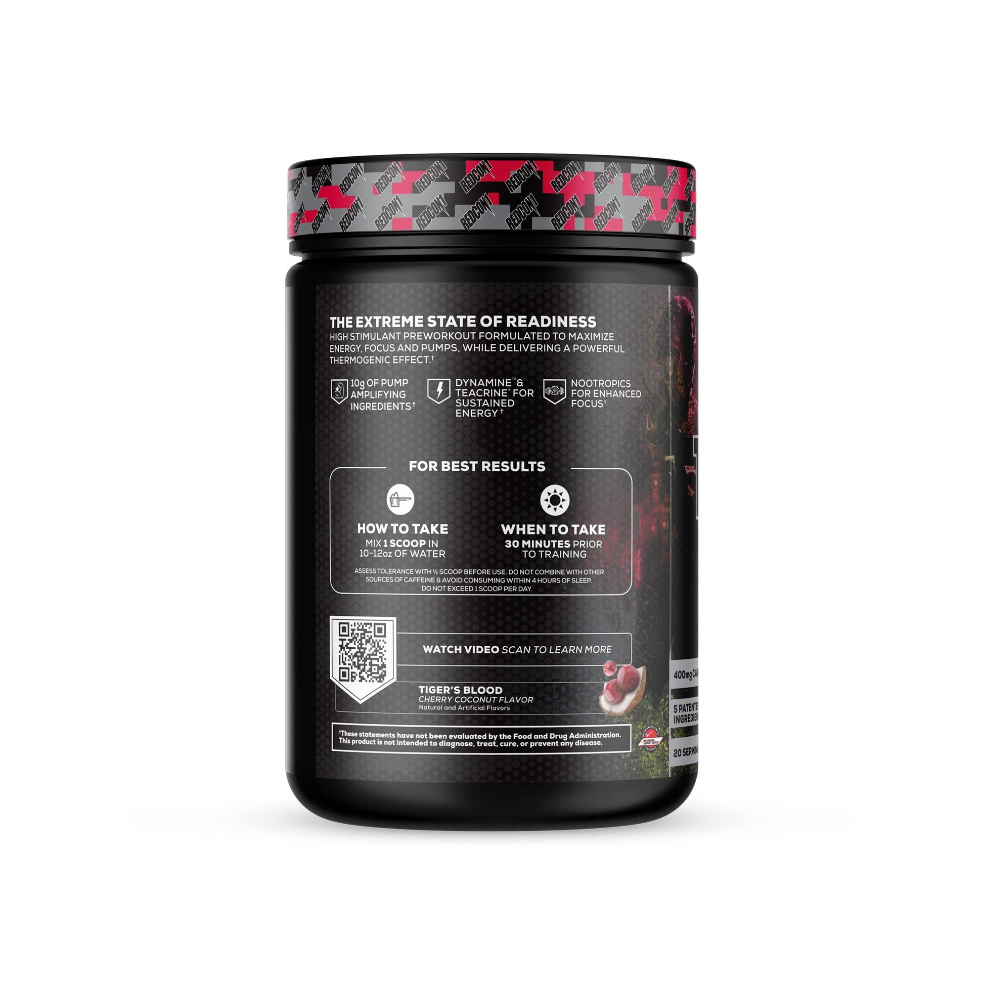 REDCON1 Total War Black Ops Extreme Preworkout Powder, Tigers Blood, High Stimulant REDCON1US supplements