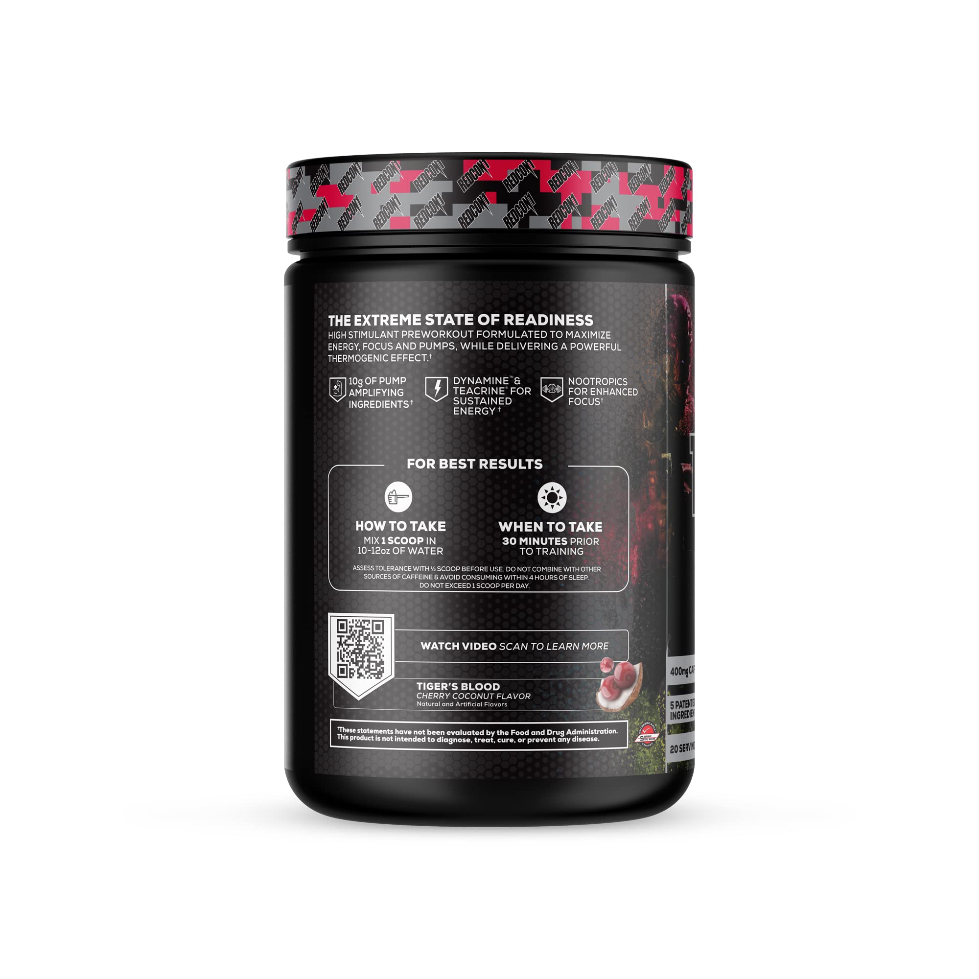 REDCON1 Total War Black Ops Extreme Preworkout Powder, Tigers Blood, High Stimulant REDCON1US supplements