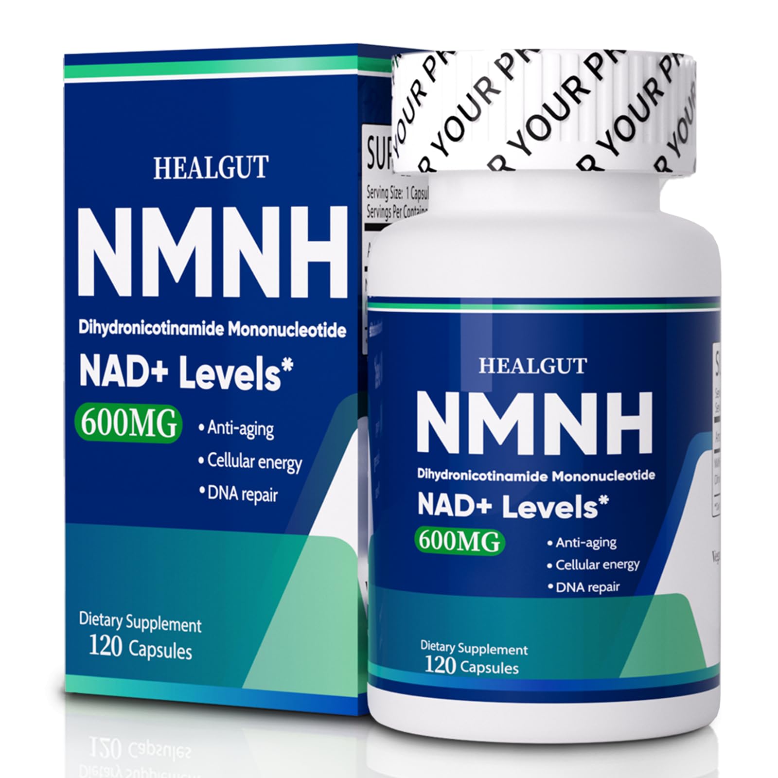Pure NMNH(NMN Supplement Alternative)(Dihydronicotinamide Mononucleotide)for Women with Skin Aging 600mg: NAD Supplement for Anti-Aging Breakthrough - Boost NAD+ levels Liposome Capsules 120 Servings HEALGUTAu supplements