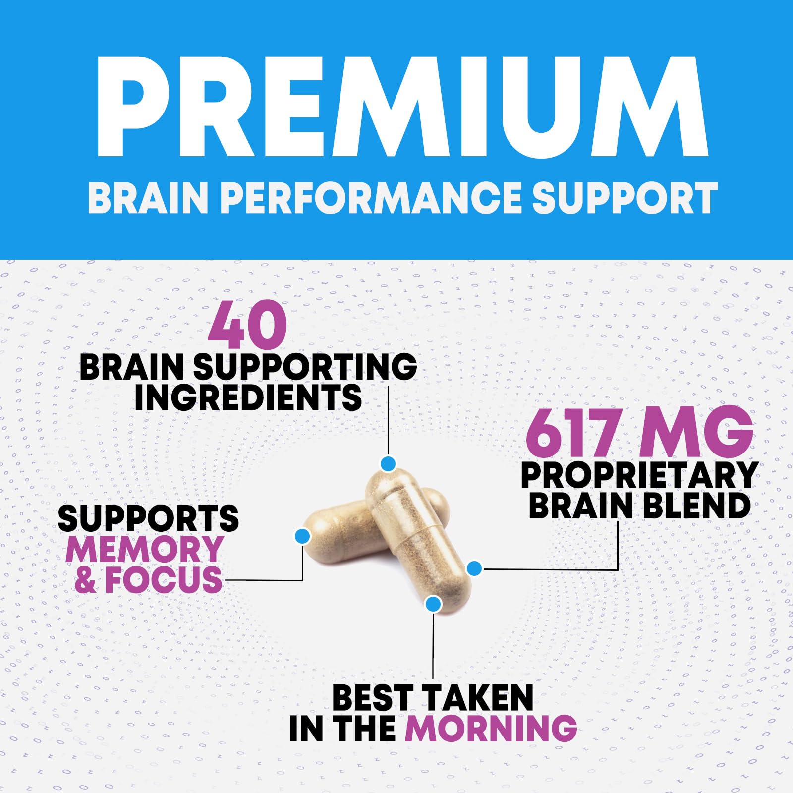 Brain Memory Supplement Pills - 3X Strength Nootropics for Concentration, Clarity & Focus Support - Brain Health Cognitive Vitamins with Bacopa, Phosphatidylserine & DMAE, Brain Booster - 180 Capsules Nature's NutritionAu supplements