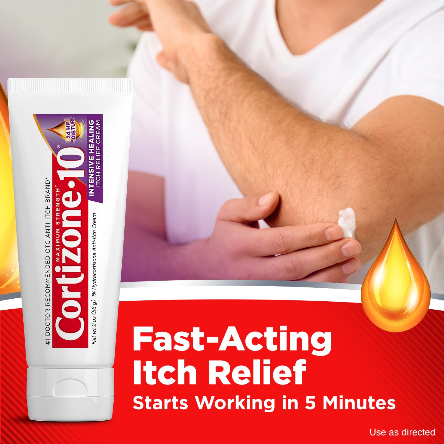 Cortizone-10 Maximum Strength Intensive Healing Itch Relief Cream, 1% Hydrocortisone, Fast-Acting, Anti-Itch Cream for Bug Bites, Rash, Eczema, Psoriasis, Poison Ivy, Oak, Sumac & More, 2 oz Cortizone 10Au supplements