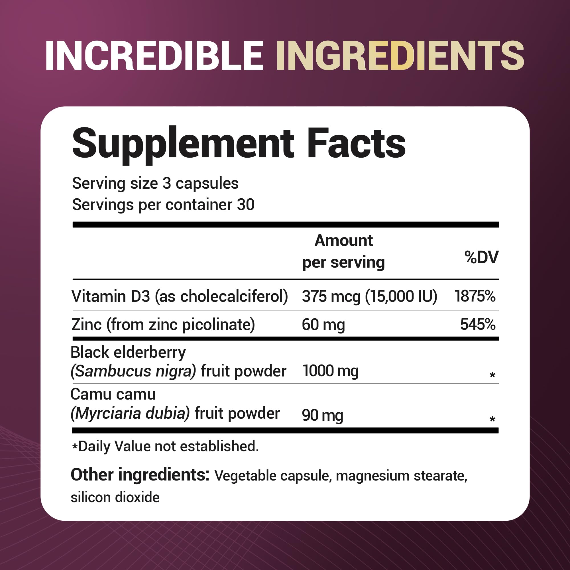 Dr. Berg Black Elderberry Capsules (Advanced Immune Support*) with 15,000 IU Vitamin D, 60 mg of Zinc, & 90 mg of Camu Camu - (4-in-1) Sambucus Elderberry Immune Support Supplement - 90 Capsules Dr. Berg NutritionalsAu supplements