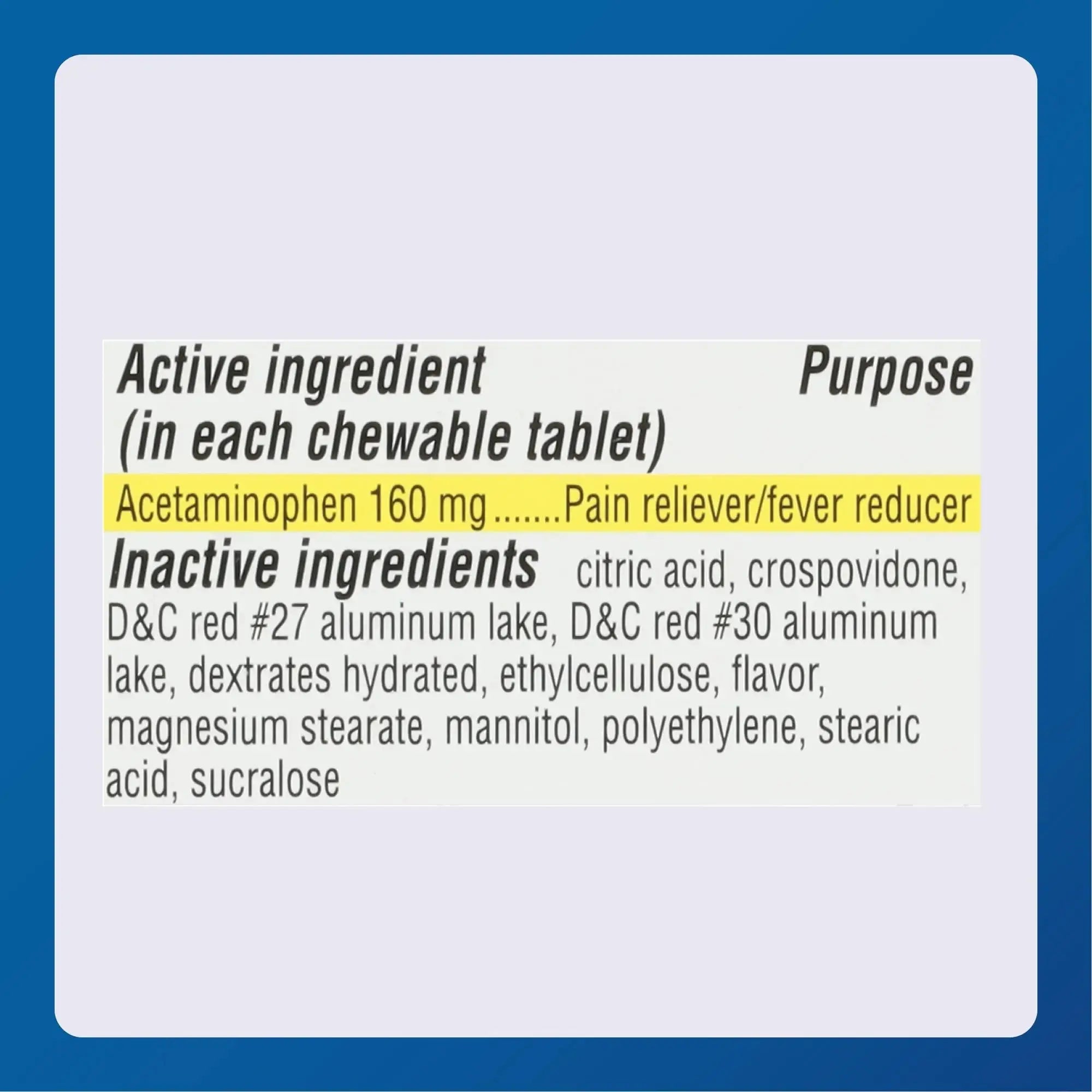 MAJOR Children’s Mapap Acetaminophen 160 mg Chewable Tablets - Pain Reliever/Fever Reducer - Aspirin Free - Ibuprofen Free - for Ages 2 to 11-24 Count (3 Pack) MAJORAu supplements