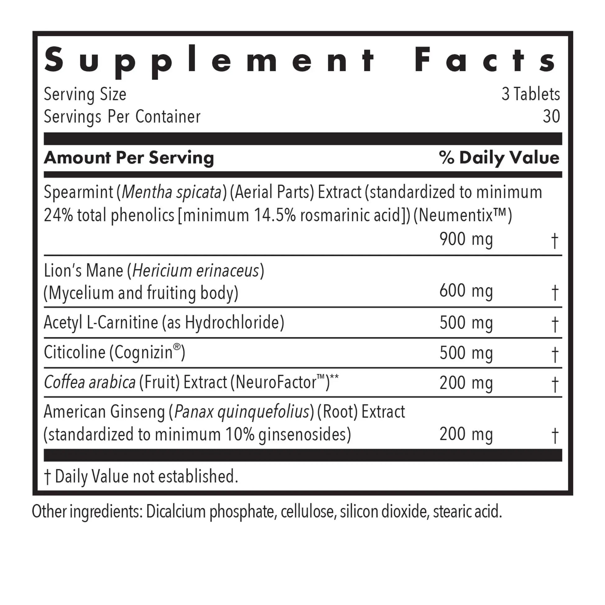 Allergy Research Group Advanced NeuroPlus - Nootropic Formula with Spearmint Extract, Lions Mane & Citicoline - Supports Working Memory Focus & Cognitive Function - 30 Servings - 90 Tablets Allergy Research Groupnz supplements