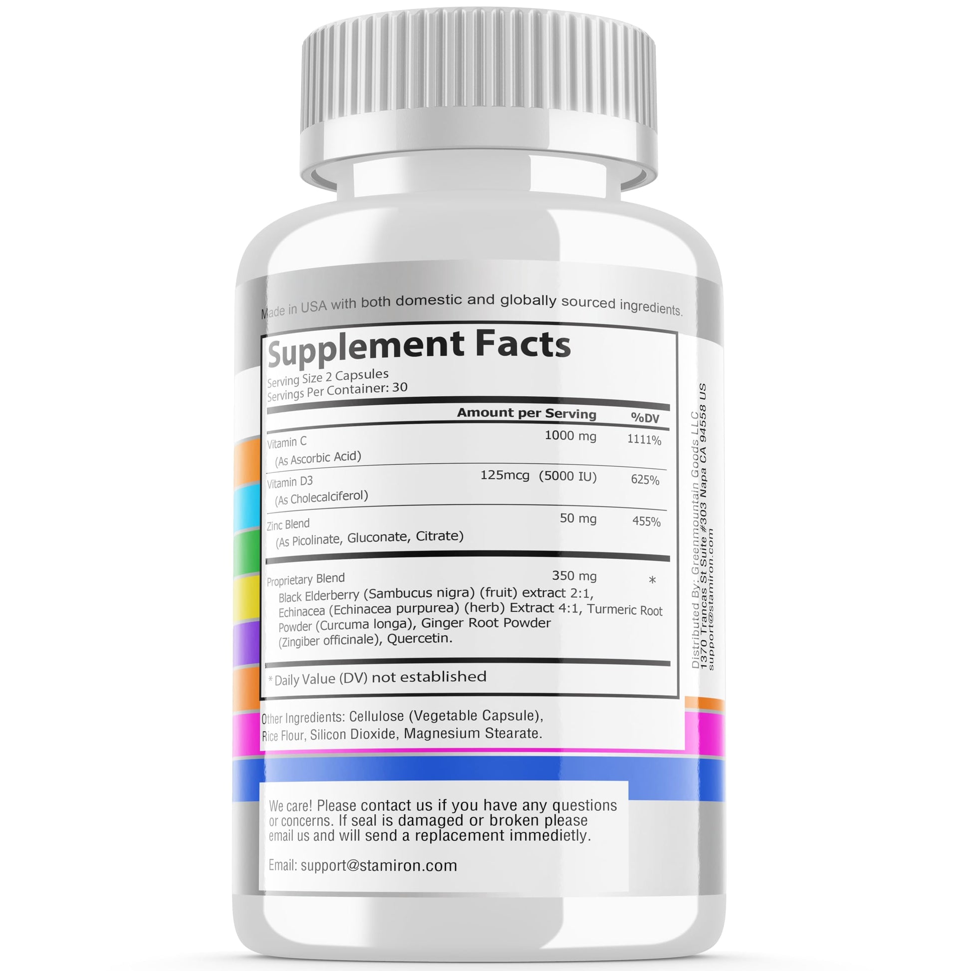 8 in 1 Immune Support with Quercetin Zinc 50mg Vitamin C 1000mg Vitamin D3 5000 IU and Elderberry Echinacea Ginger for Adults Kids - VIT D Supplement Veg Capsules StamironAu supplements