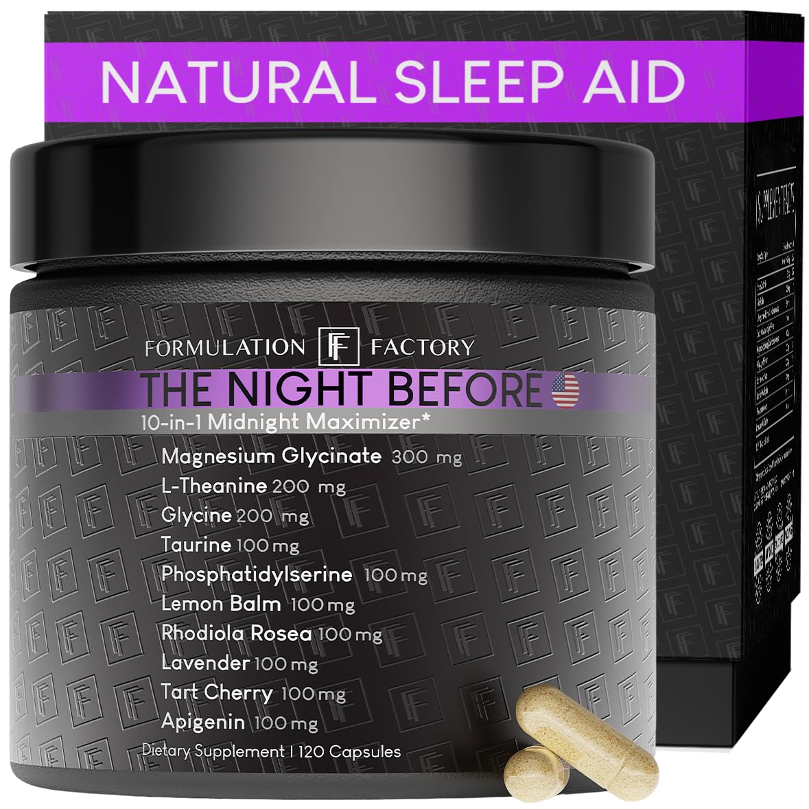 The Night Before 10-in-1 Midnight Maximizer Sleep Aid, Stress Relief, Cognition, Relaxation, Recovery, Focus, Magnesium Glycinate, L-Theanine & More, (120 Capsules – 2 Month Supply) Formulation FactoryAu supplements