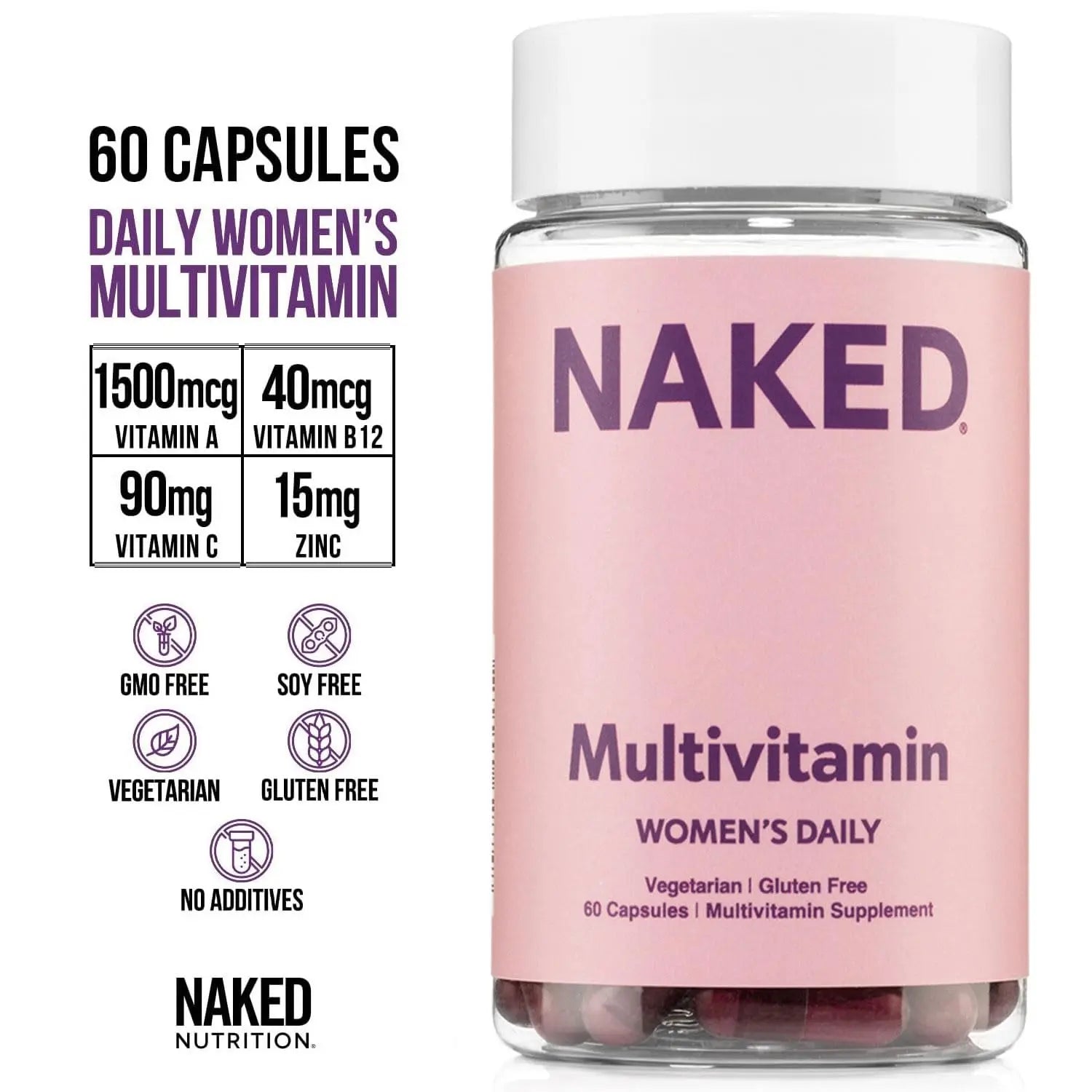 NAKED Nutrition Women's Multi - Daily Multivitamin - Vitamins A, C, E, Selenium, Zinc, Fruit and Super Green Extracts, to Boost Immune Support NAKEDAu supplements