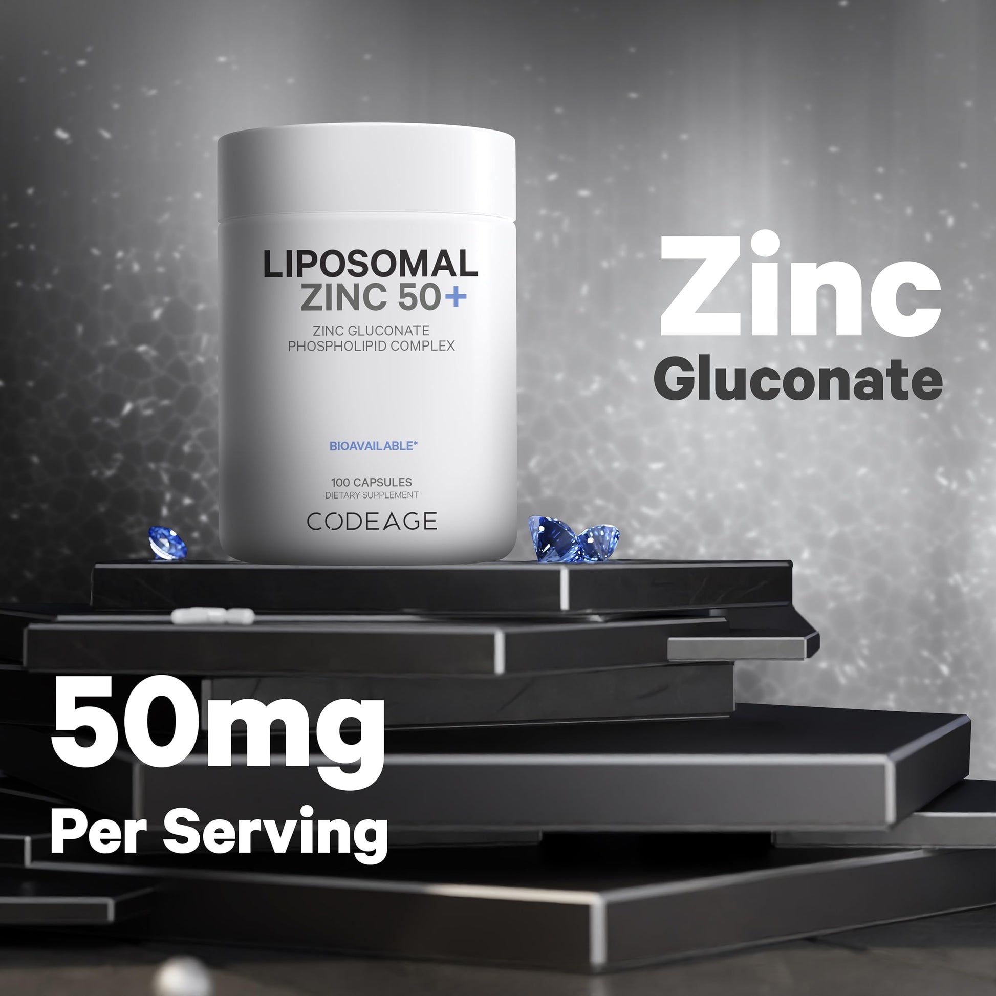 Codeage Liposomal Zinc Supplement – 3 Month Supply – One Per Day - 50 mg Zinc Gluconate Vitamin Pills - Essential Mineral Supplements Liposomal Delivery Matrix - Vegan Non-GMO - 100 Capsules CodeageAu supplements