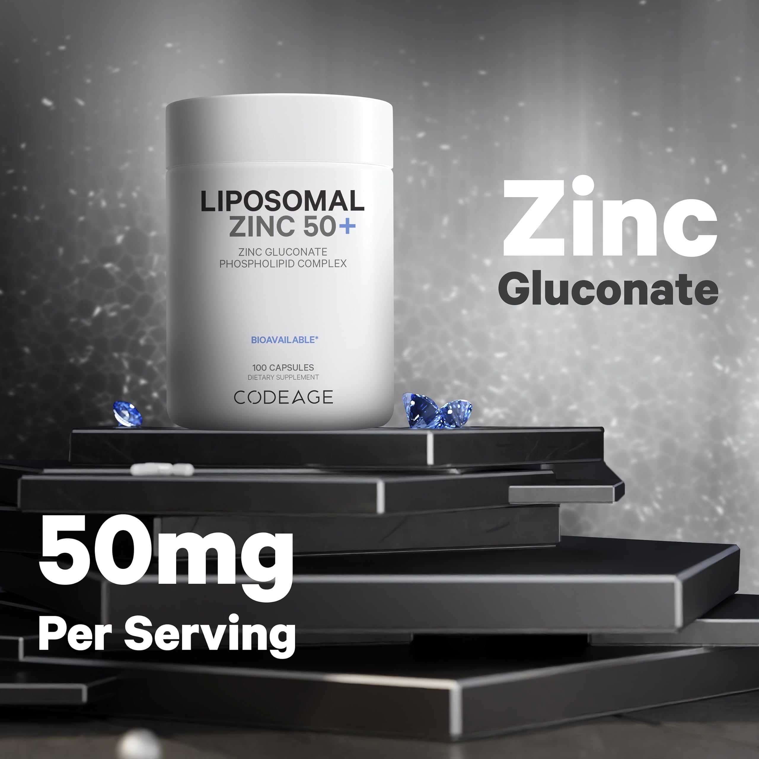 Codeage Liposomal Zinc Supplement – 3 Month Supply – One Per Day - 50 mg Zinc Gluconate Vitamin Pills - Essential Mineral Supplements Liposomal Delivery Matrix - Vegan Non-GMO - 100 Capsules CodeageAu supplements
