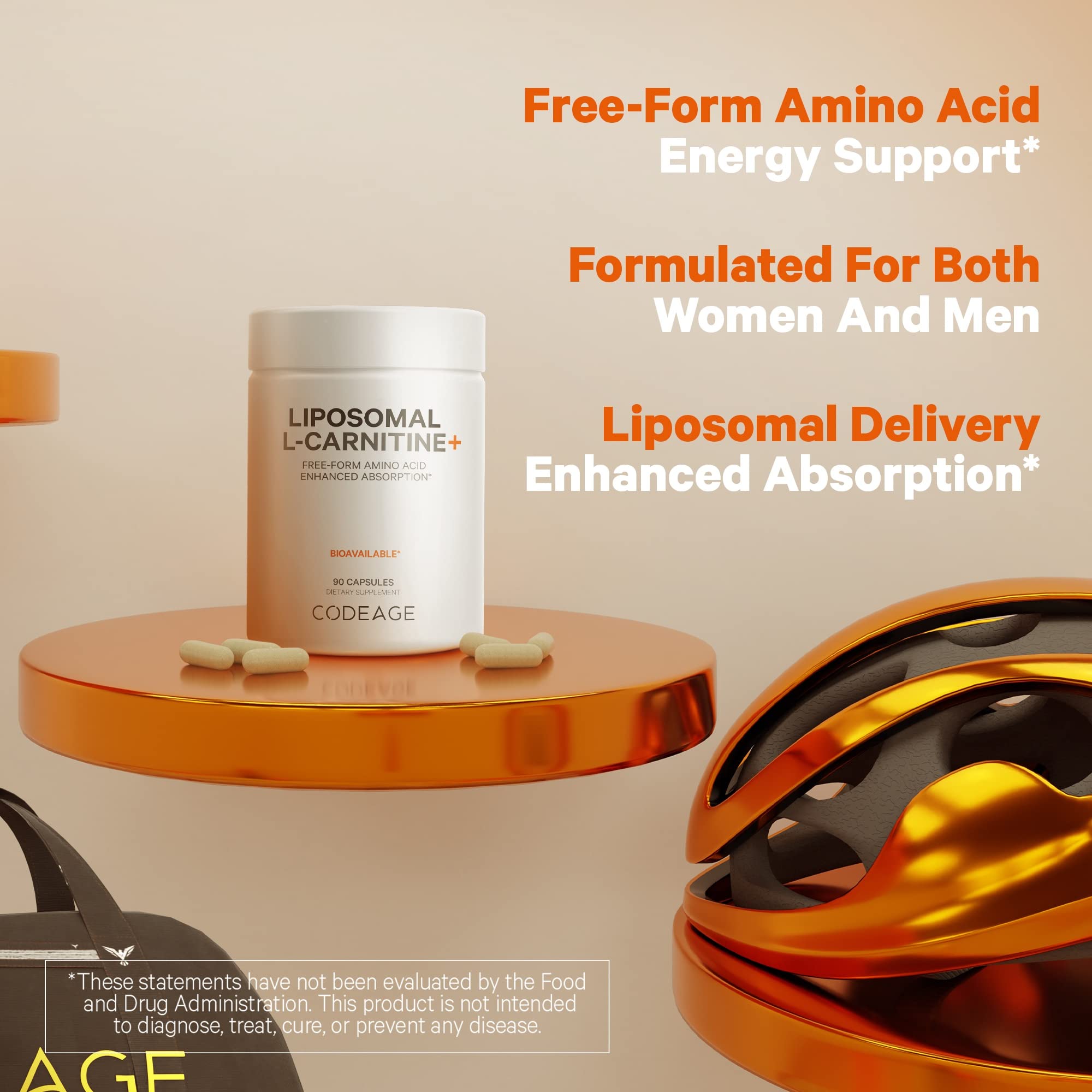 Codeage Liposomal L-Carnitine+ Supplement - 500 mg L-Carnitine L-Tartrate per Serving - Free-Form Amino Acid - Carnitine - Liposomal Delivery - Vegan, Non-GMO, Gluten-Free - 90 Capsules CodeageAu supplements