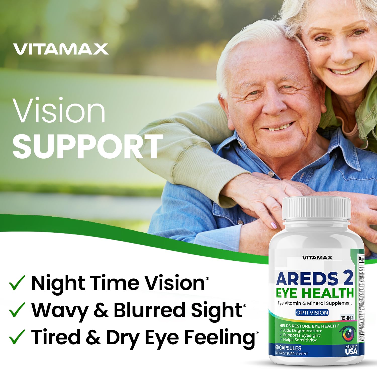 AREDS 2 Eye Vitamins - Lutein, Zeaxanthin, Bilberry, Astaxanthin Mineral Vision Supplement - Supports Eye Strain, Dry Eyes, Pressure, and Vision Health - Made in USA - 120ct VitamaxAu supplements