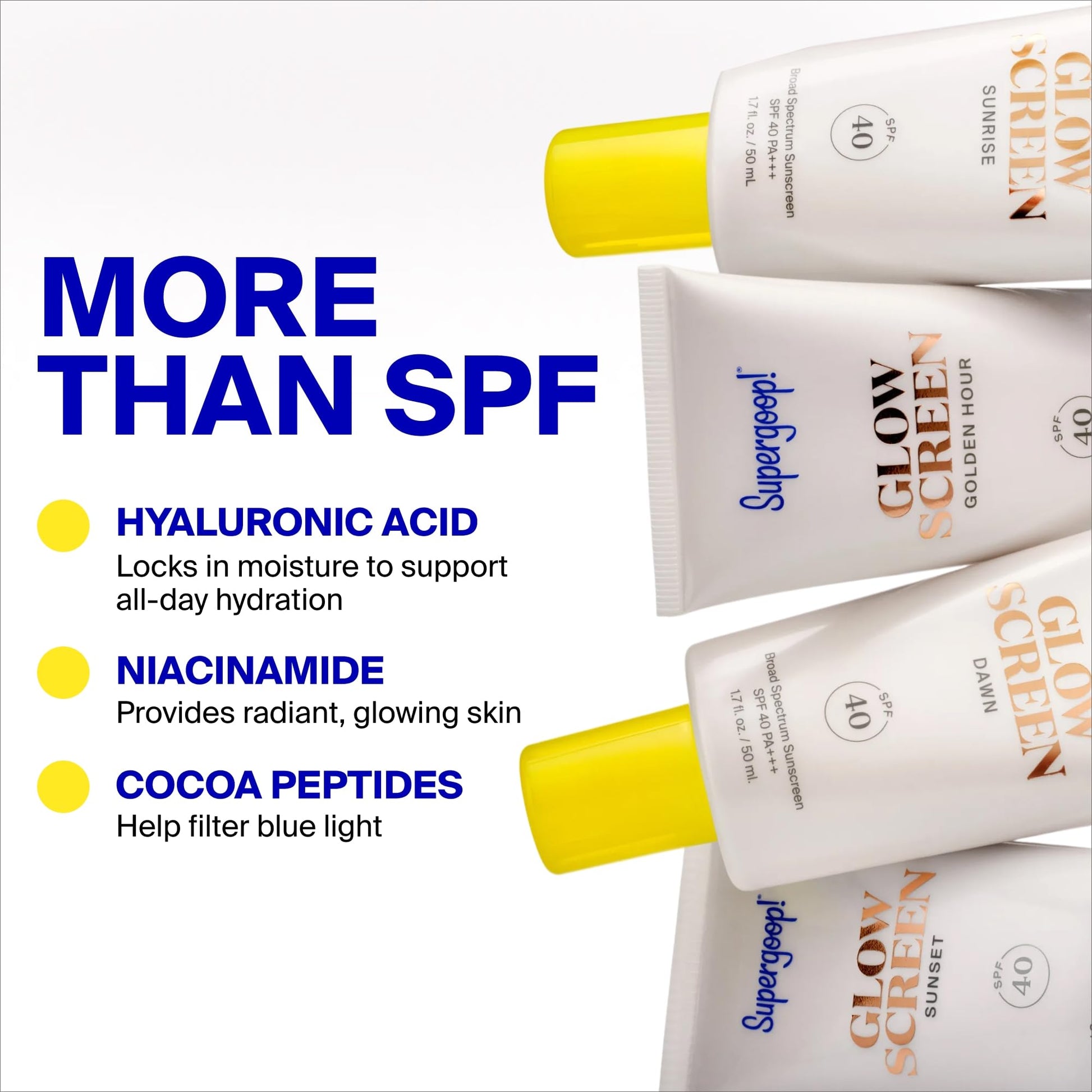 Supergoop! Glowscreen SPF 40, Sunrise (Champagne Glow) - 1.7 fl oz - Glowy Primer + Broad Spectrum Tinted Sunscreen - Helps Filter Blue Light - Hydration - Hyaluronic Acid & Vitamin B5 Supergoop!Au supplements