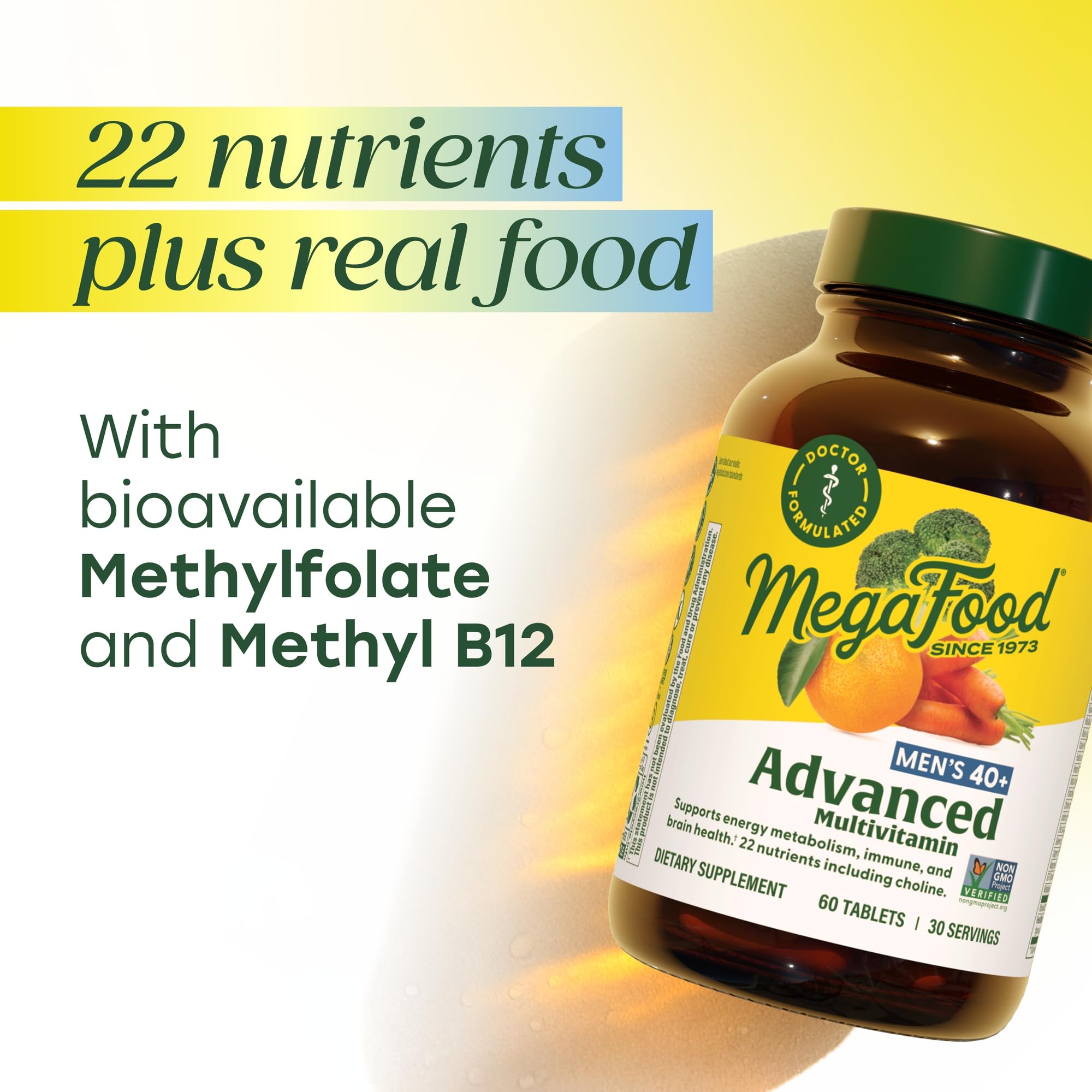 MegaFood Men's 40+ Advanced Multivitamin for Men - Dr-Formulated - Choline, Vitamin B, Vitamin C, Vitamin D, Zinc & Real Food MegaFoodAu supplements