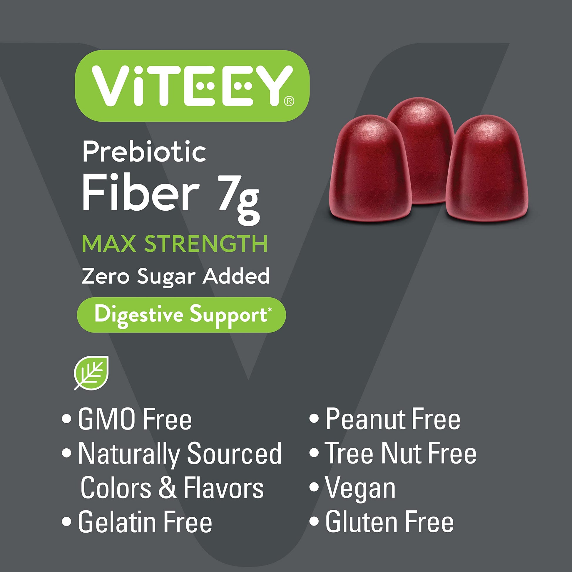 Prebiotic Fiber Gummies 7G Extra Strength [Zero Sugar Added] Digestive Heath Regularity ViteeyAu supplements