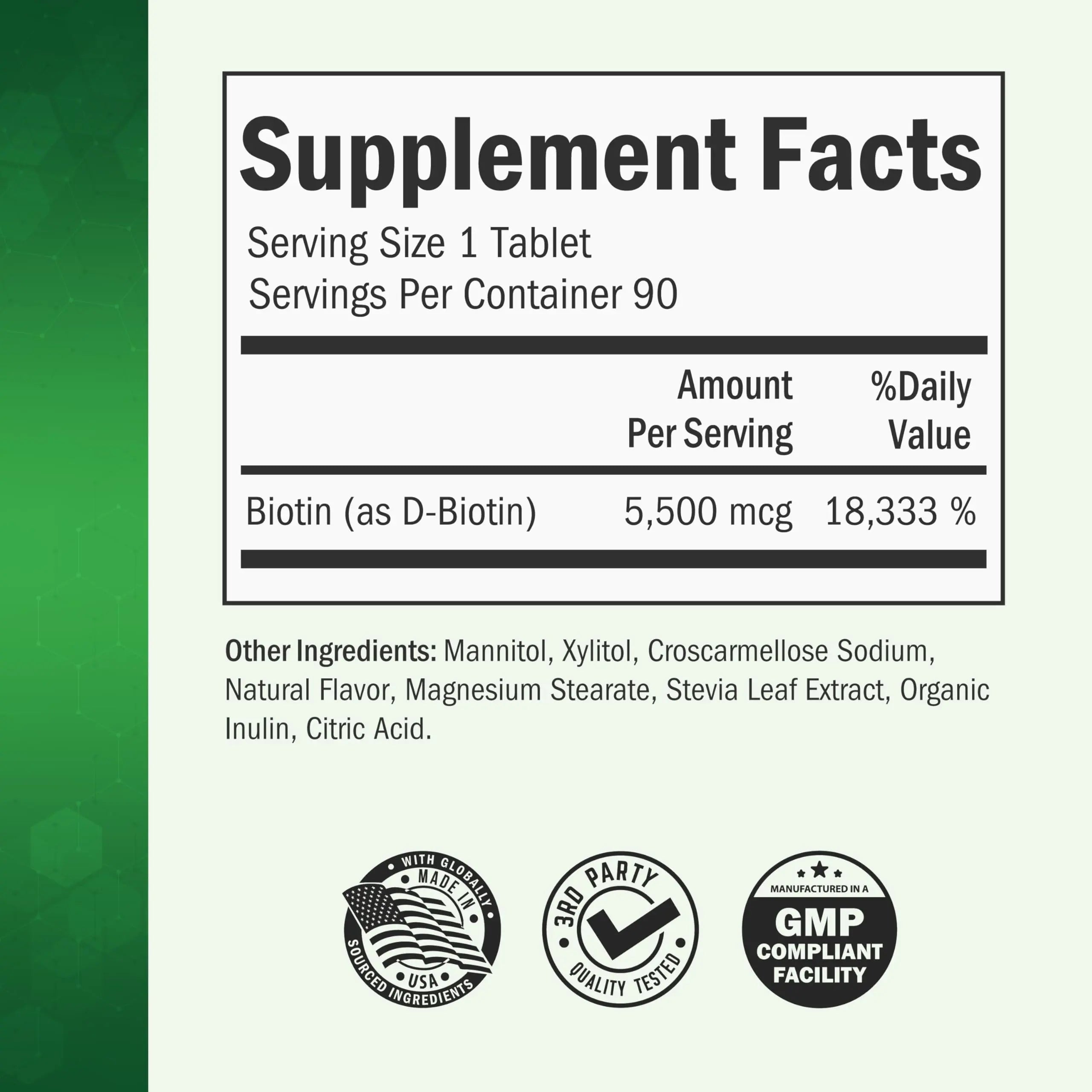 BioSchwartz Bariatric Biotin Chewable Tablets - 5500mcg Biotin per Serving - Green Apple Flavor, 3 Month Supply - Sugar-Free Hair Skin Nails Vitamins BioSchwartzAu supplements