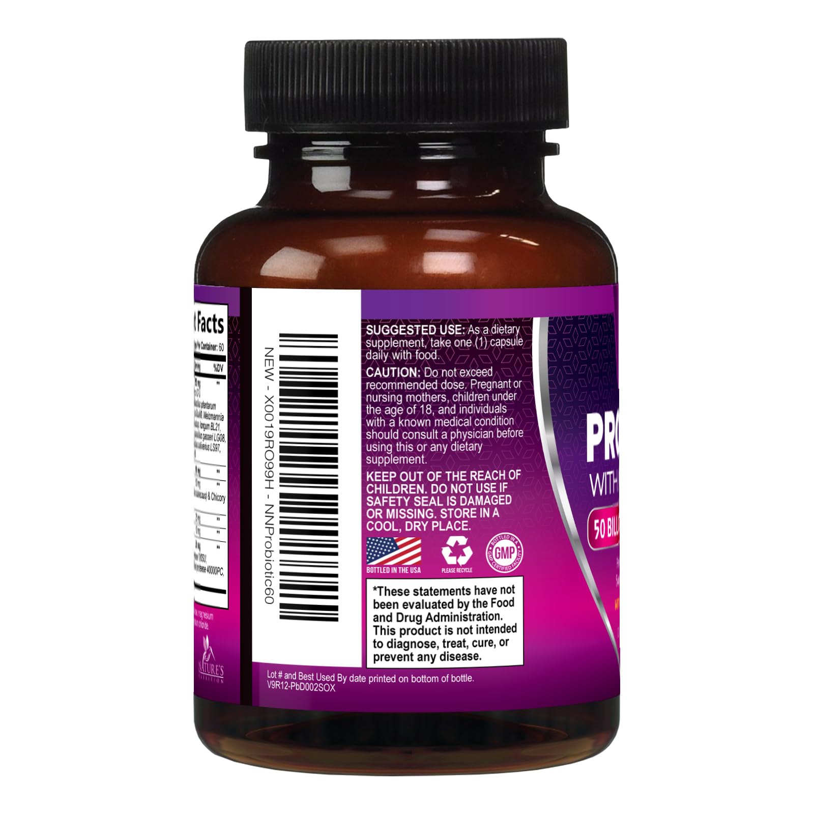 Probiotics 50 Billion CFU per Serving - 10 Strains + Prebiotics - Digestive Health, Gut & Immune Support - Supports Occasional Constipation, Gas & Bloating for Women & Men Shelf Stable - 60 Capsules Nature's NutritionAu supplements