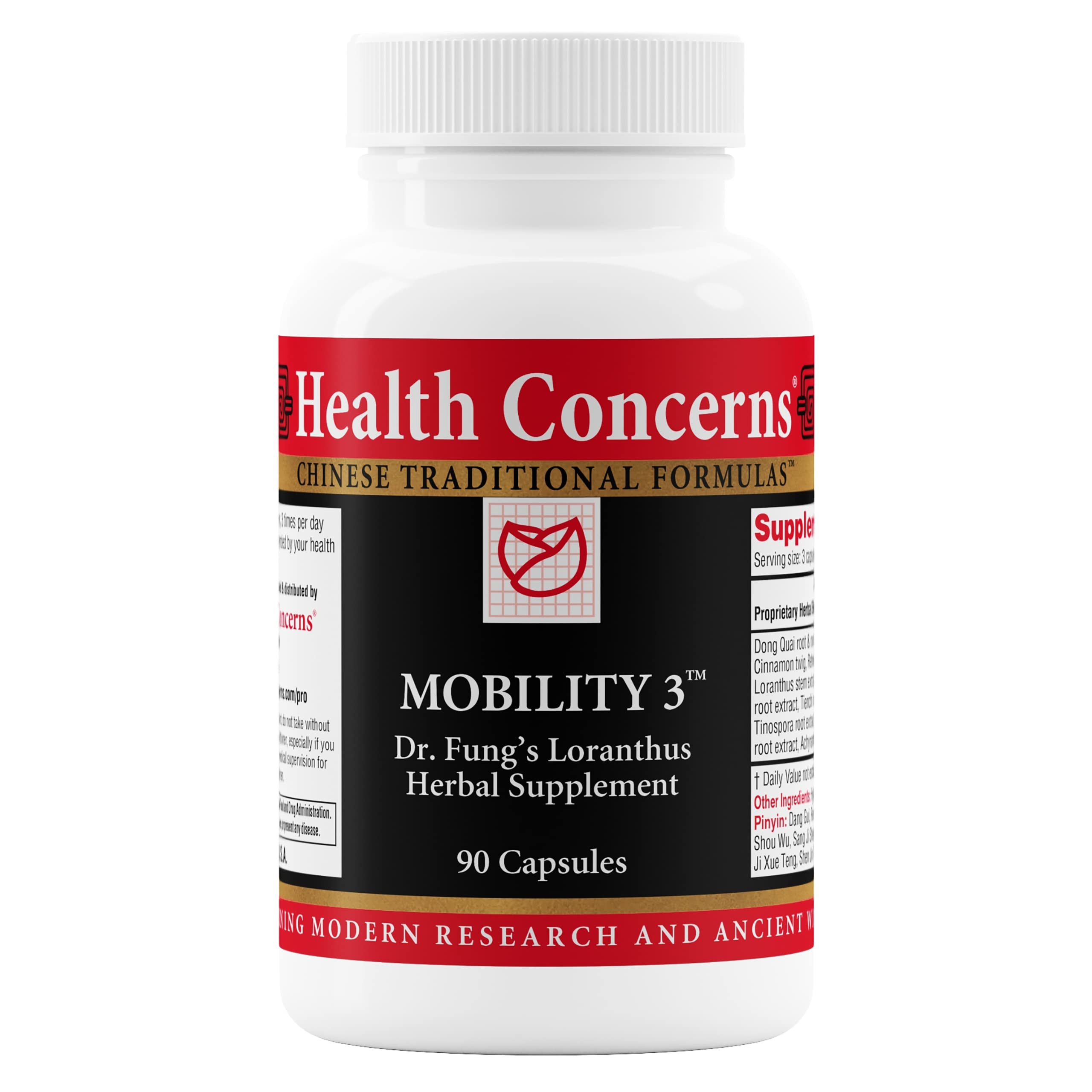 Health Concerns Mobility 3 – Joint & Muscle Support – Herbal Stiffness Supplement for Men & Women – Dong Quai, Ginseng, Fo-Ti, Loranthus & Ginger Formula – Chinese Support – 90 Capsules Health ConcernsAu supplements