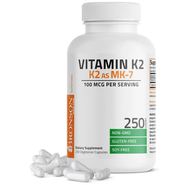 Bronson Vitamin K2 as MK-7 Menaquinone 100 mcg Non-GMO, 250 Capsules BronsonAu supplements